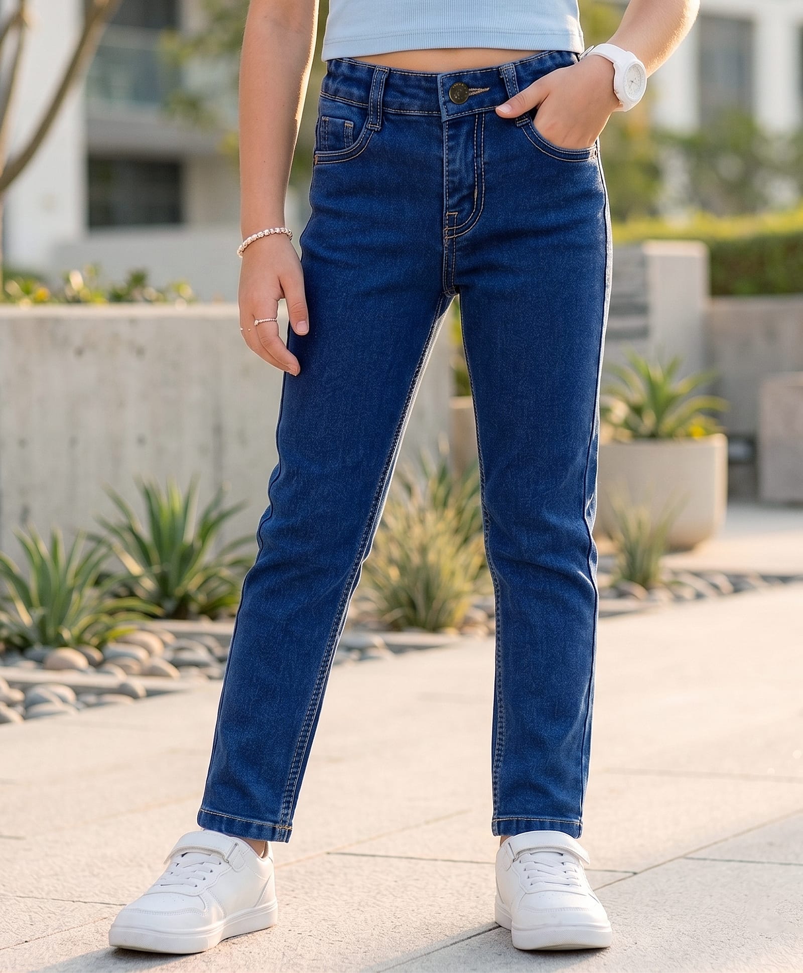 Pine Kids Woven Full Length Washed Jeans - Blue-picture-25