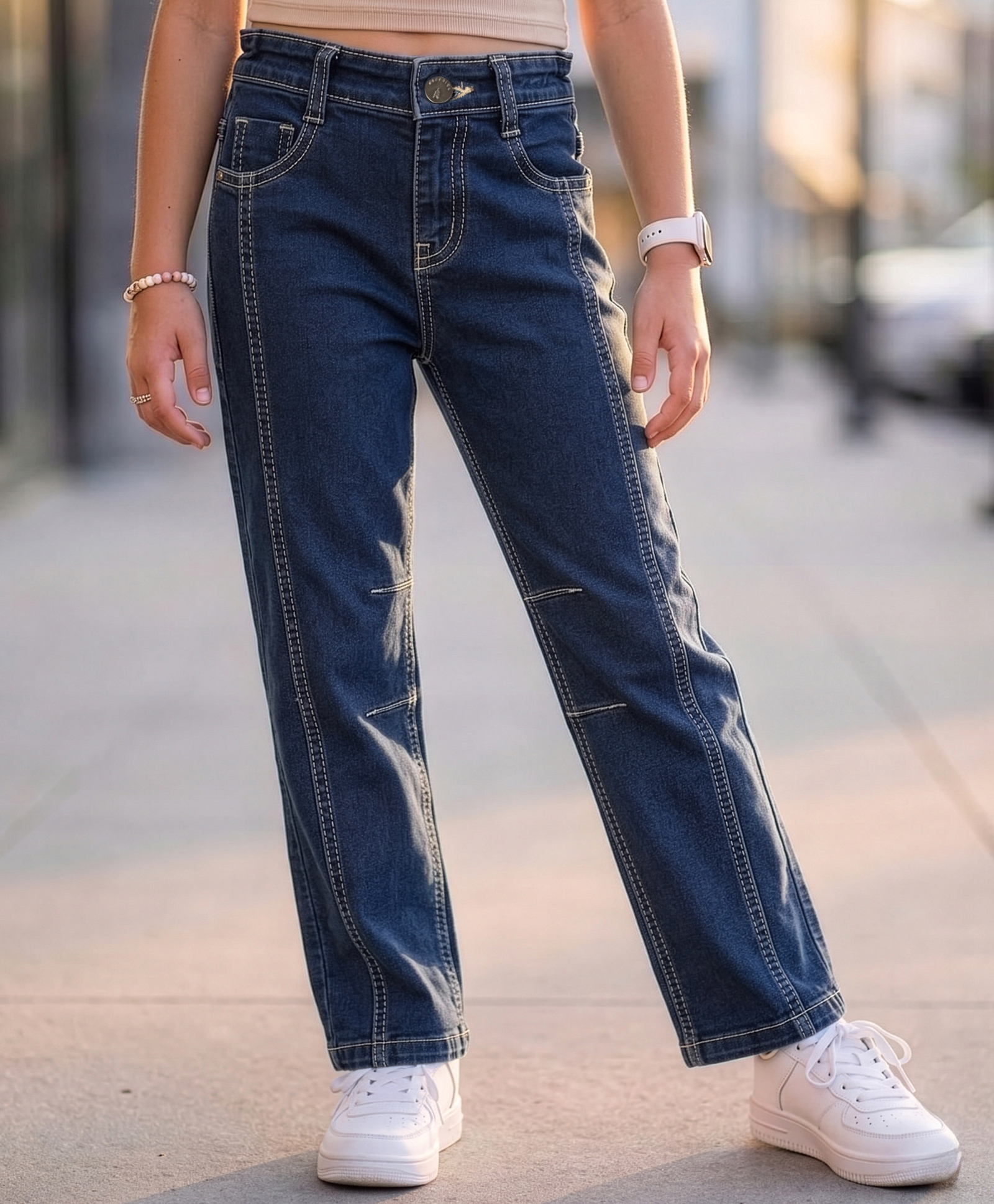 Pine Kids Woven Full Length Cut N Sew Jeans - Navy Blue-picture-23
