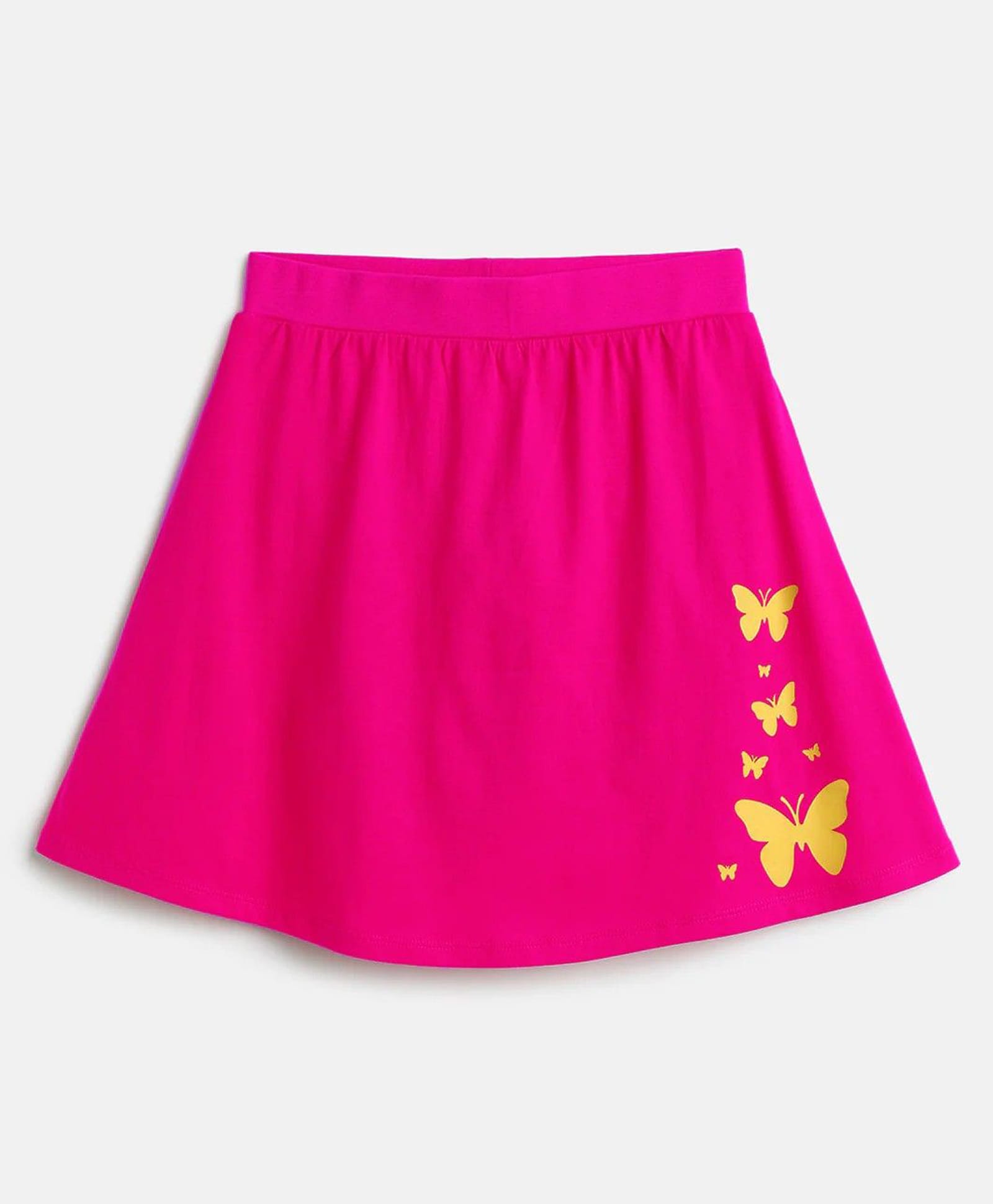 Mackly Girls Cotton Knit Butterfly Printed Skirt with Built In Stretch Shorts & Gusset - Pink-picture-16