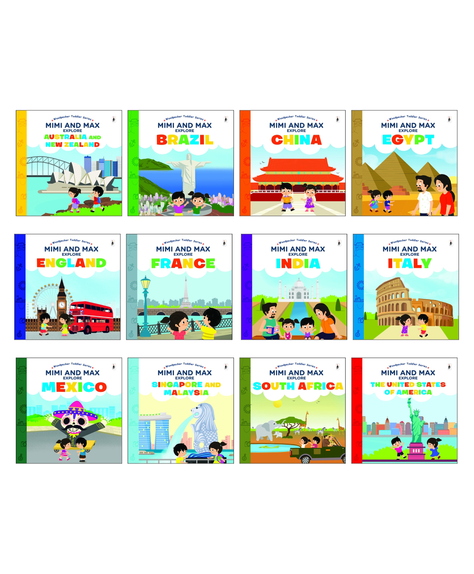 Mimi & Max Explore Collection of 12 Books for Kids : France,Italy,India,Egypt,South Africa,Singapore & Malaysia,France,US,China,Mexico| Interactive Story Book for Kids & Babies | 1 to 3 Years-image-9