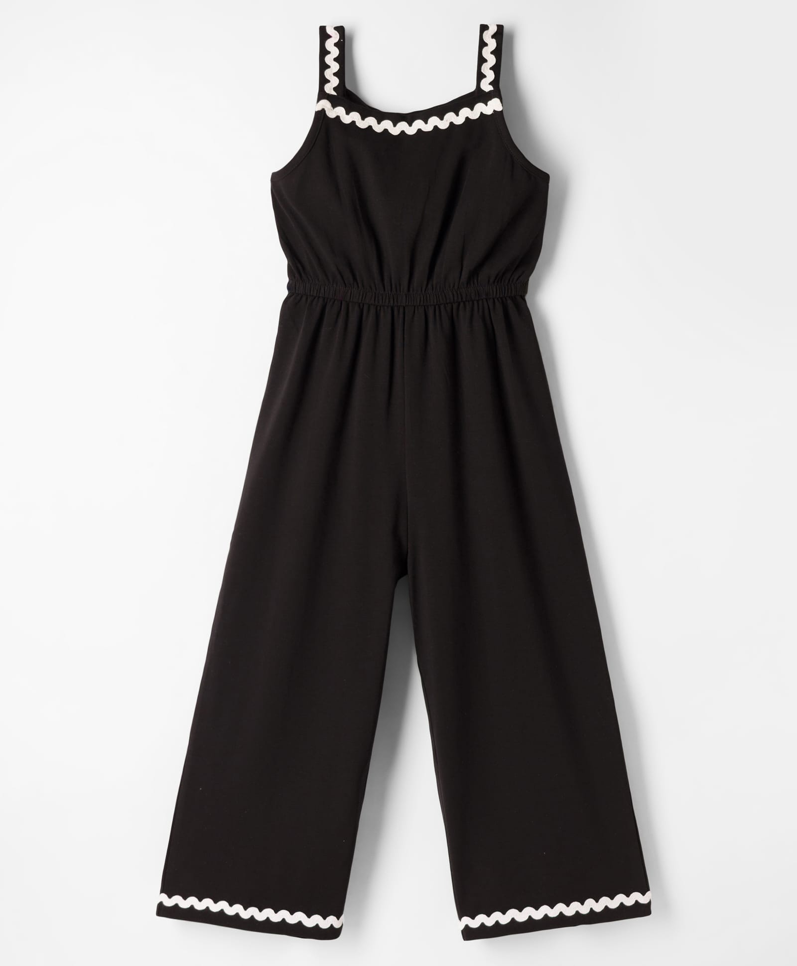 Tiara Cotton Jersy Knit Sleeveless Lace Detailed Jumpsuit - Black-picture-13