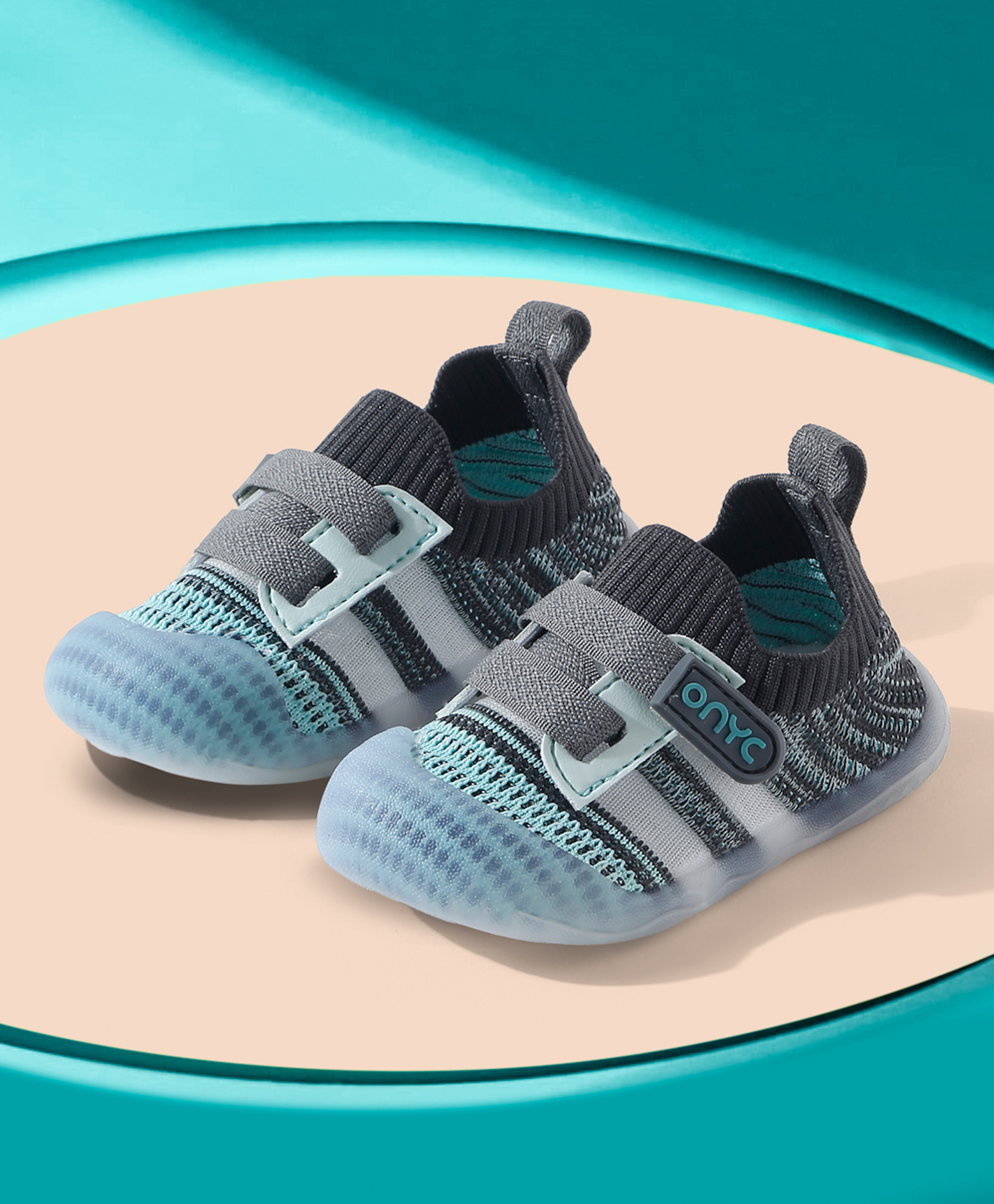 ONYC Mesh Detailed Velcro Closure Shoes - Sea Green-image-9