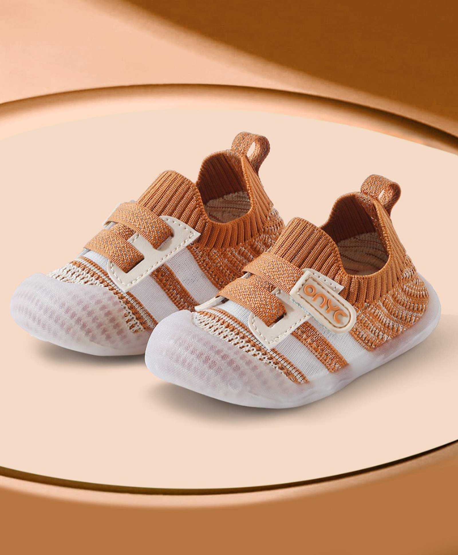 ONYC Mesh Detailed Velcro Closure Shoes - Brown-image-48