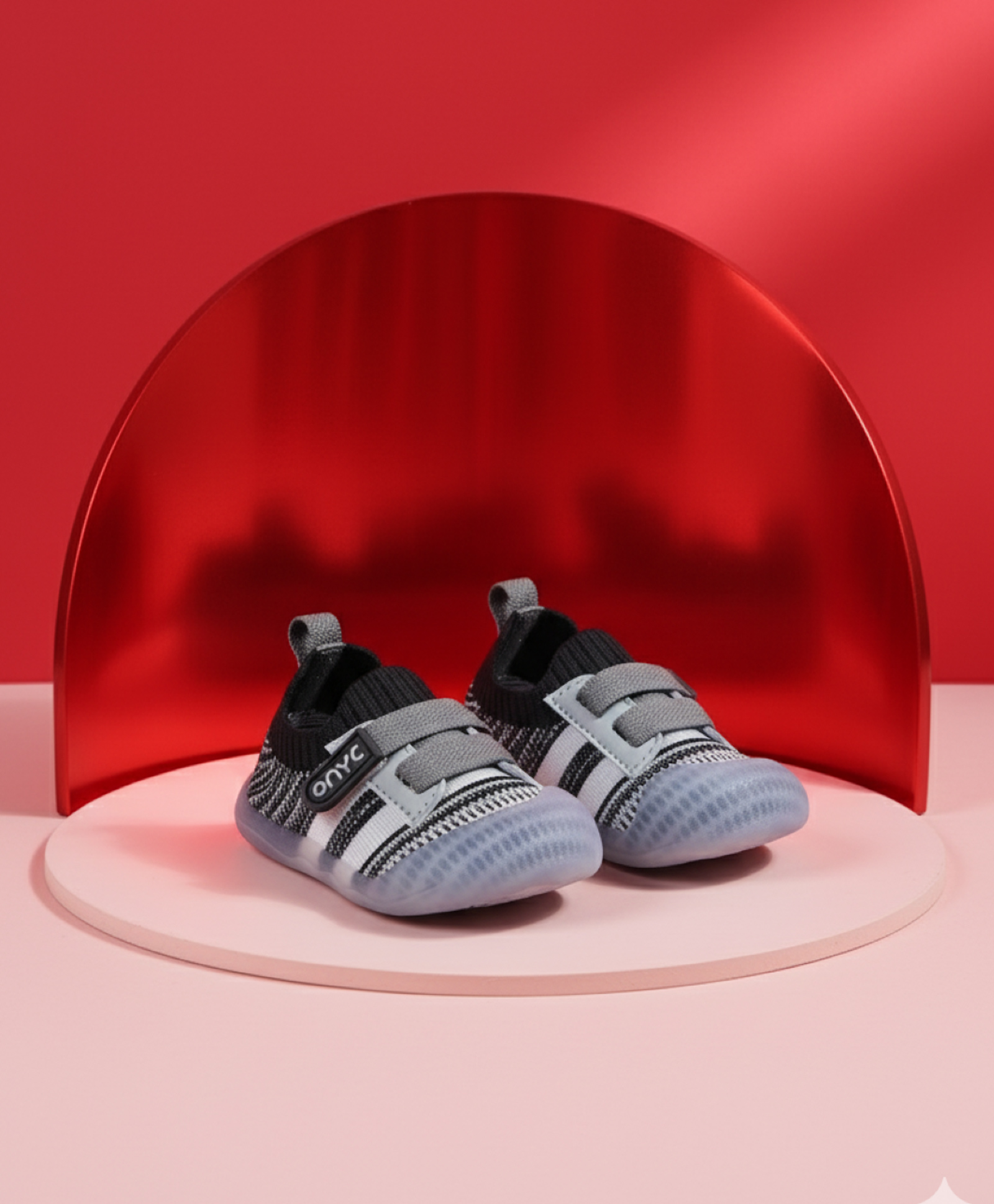 ONYC Mesh Detailed Velcro Closure Shoes - Black-image-18