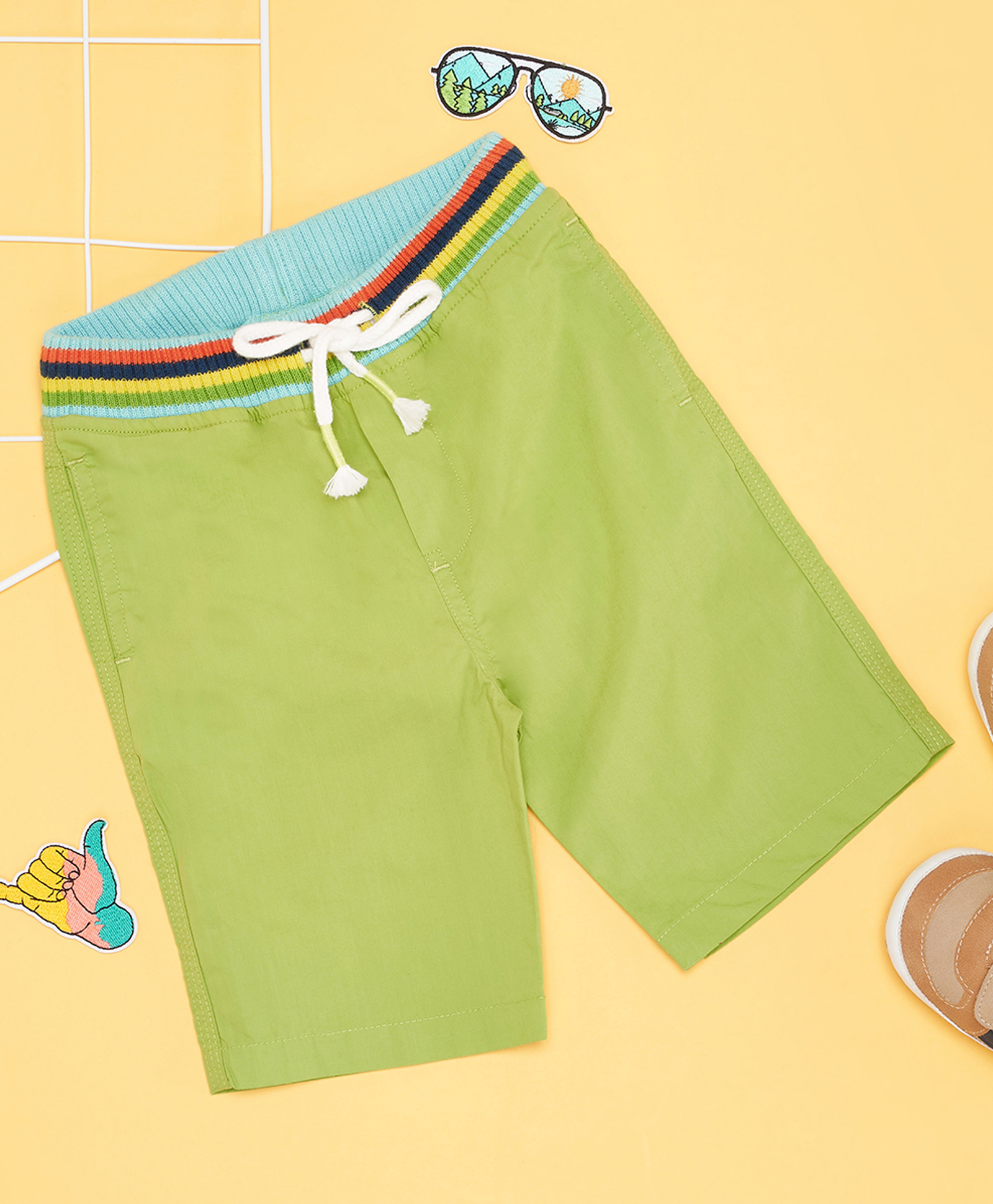 Pantaloons Baby Cotton Woven Solid Shorts - Green-picture-24