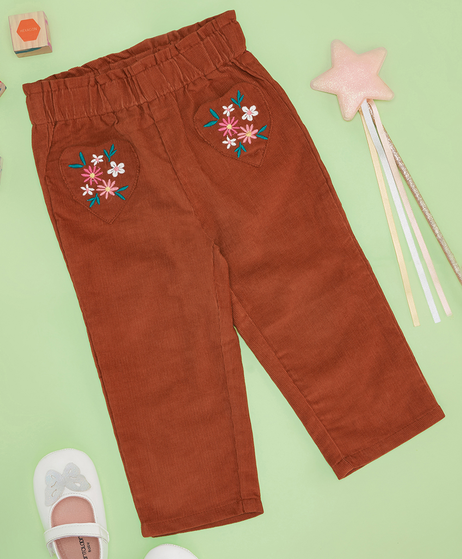 Pantaloons Baby Cotton Woven Floral Embroidered Pant - Rust Orange-picture-14