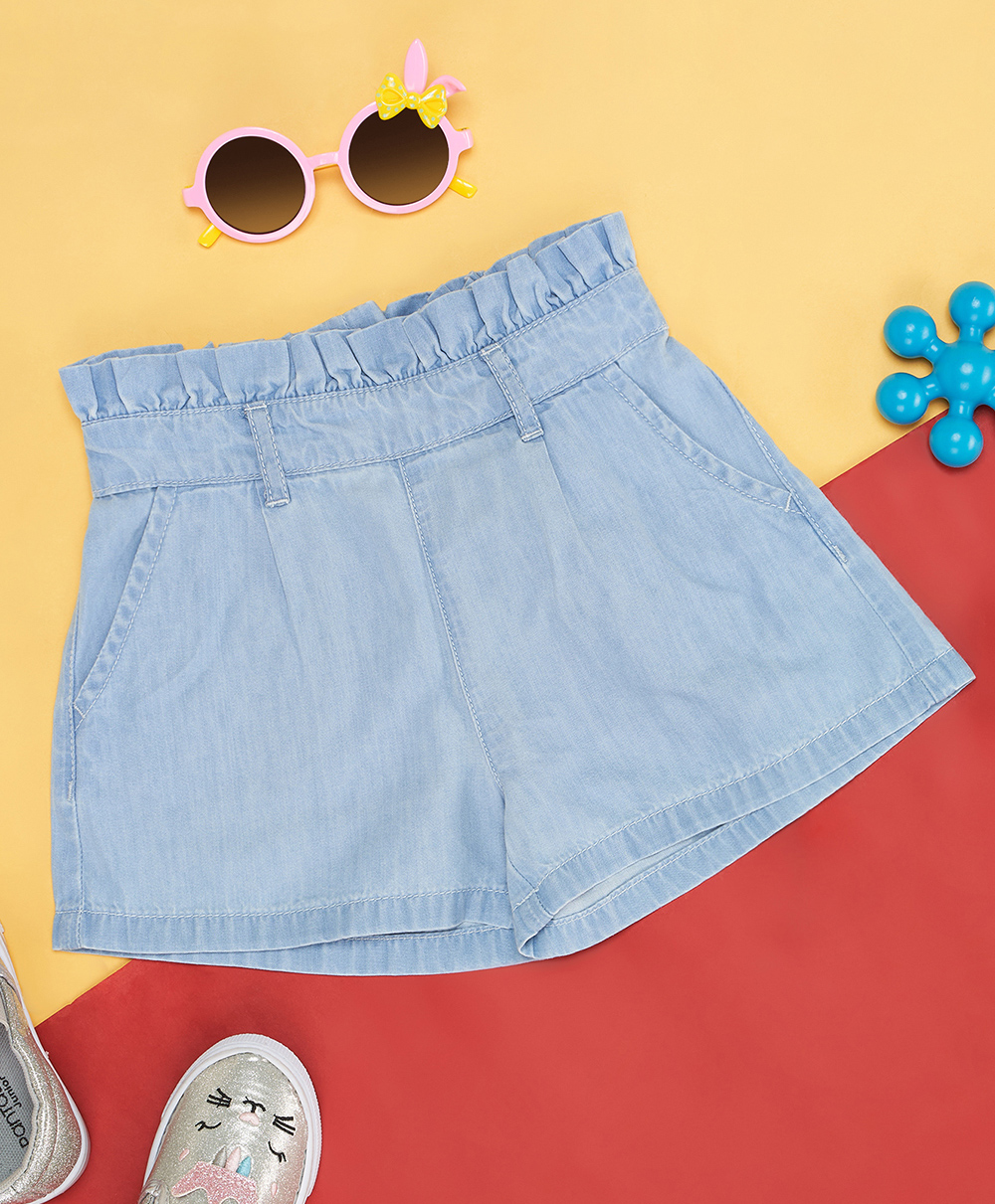 Pantaloons Junior Cotton Woven Solid Shorts - Light Blue-picture-15