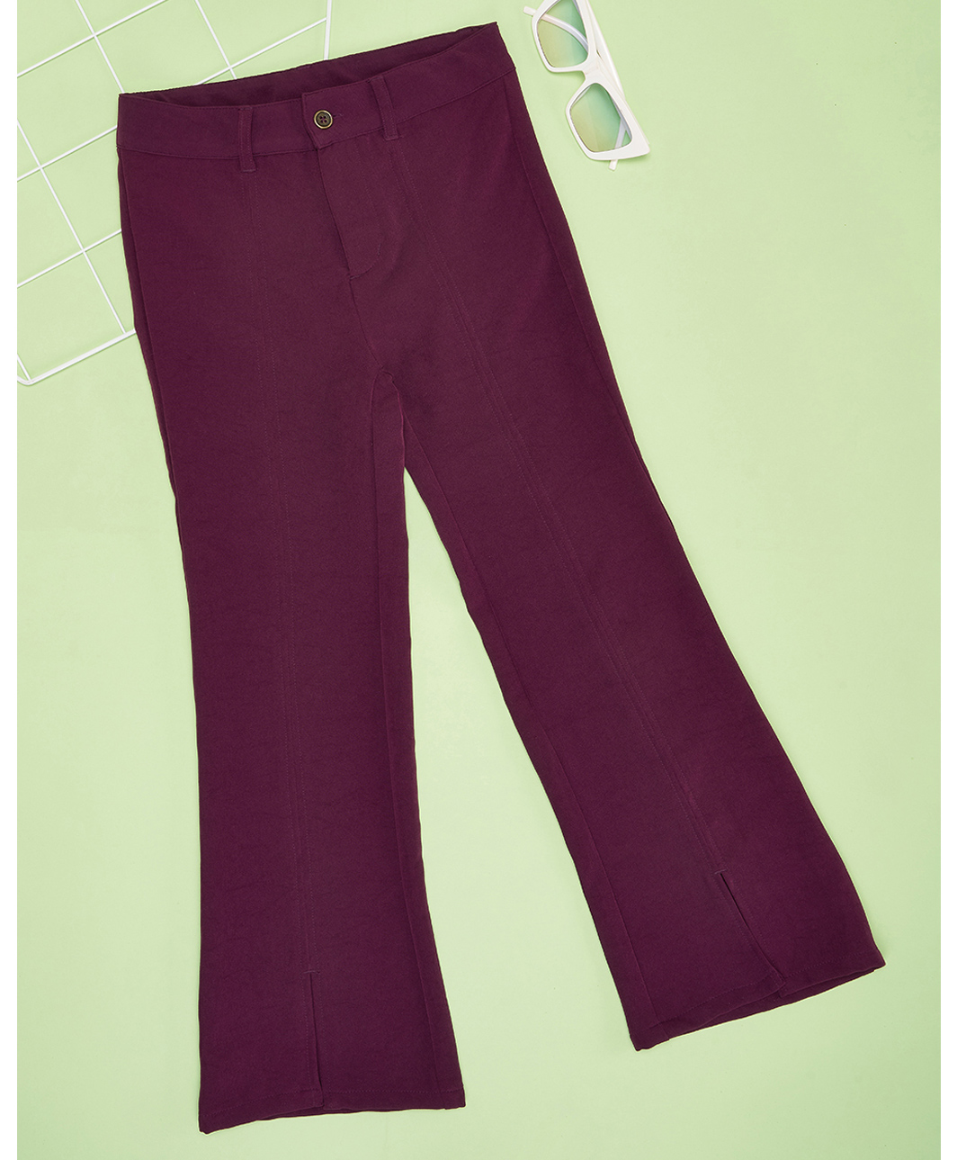 Pantaloons Junior Woven Solid Trousers - Purple-picture-32