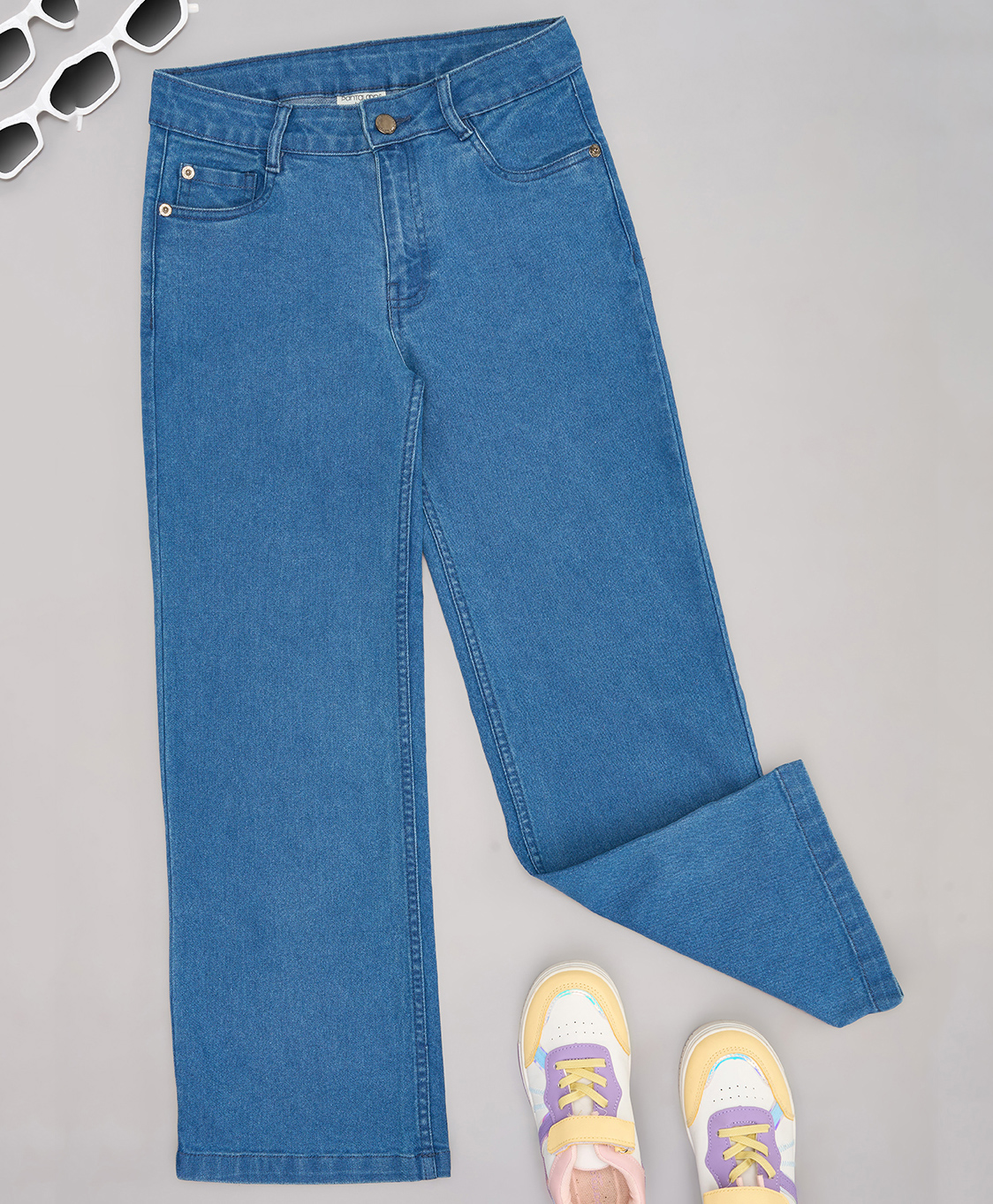 Pantaloons Junior Cotton Woven Solid Jeans - Blue-image-27