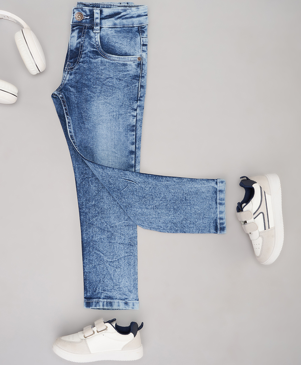Pantaloons Junior Cotton Blend Denim Washed Jeans - Blue-picture-19