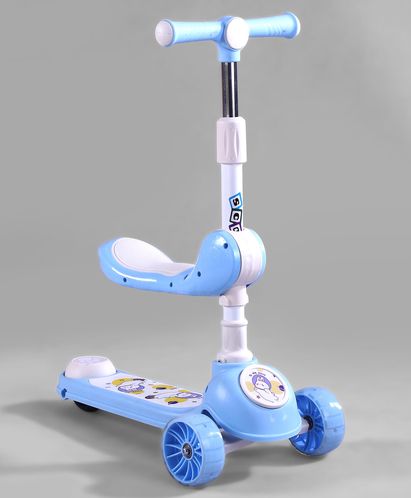 fab n funky 2-in-1 Kids Scooter with Foldable Seat - Pink | Compact Foldable| Adjustable Handle Height| LED Light-Up Wheels| Lean-to-Steer| Rear Foot Brake| Wide Anti-Slip Deck| Activity Gift for Kids-picture-27