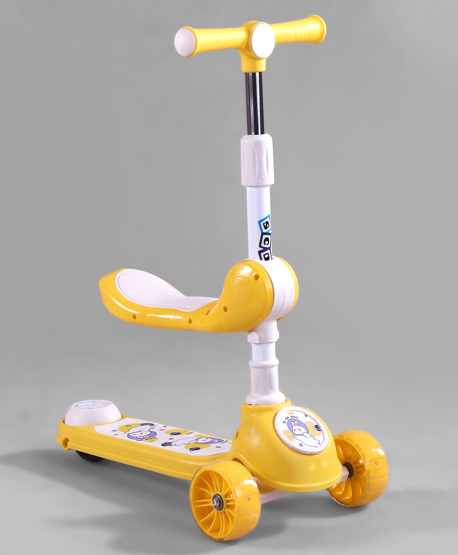 fab n funky 2-in-1 Kids Scooter with Foldable Seat - Pink | Compact Foldable| Adjustable Handle Height| LED Light-Up Wheels| Lean-to-Steer| Rear Foot Brake| Wide Anti-Slip Deck| Activity Gift for Kids-picture-26