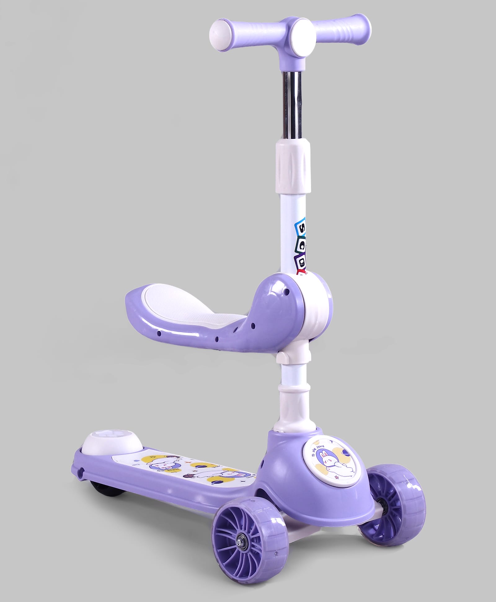 fab n funky 2-in-1 Kids Scooter with Foldable Seat - Pink | Compact Foldable| Adjustable Handle Height| LED Light-Up Wheels| Lean-to-Steer| Rear Foot Brake| Wide Anti-Slip Deck| Activity Gift for Kids-picture-28