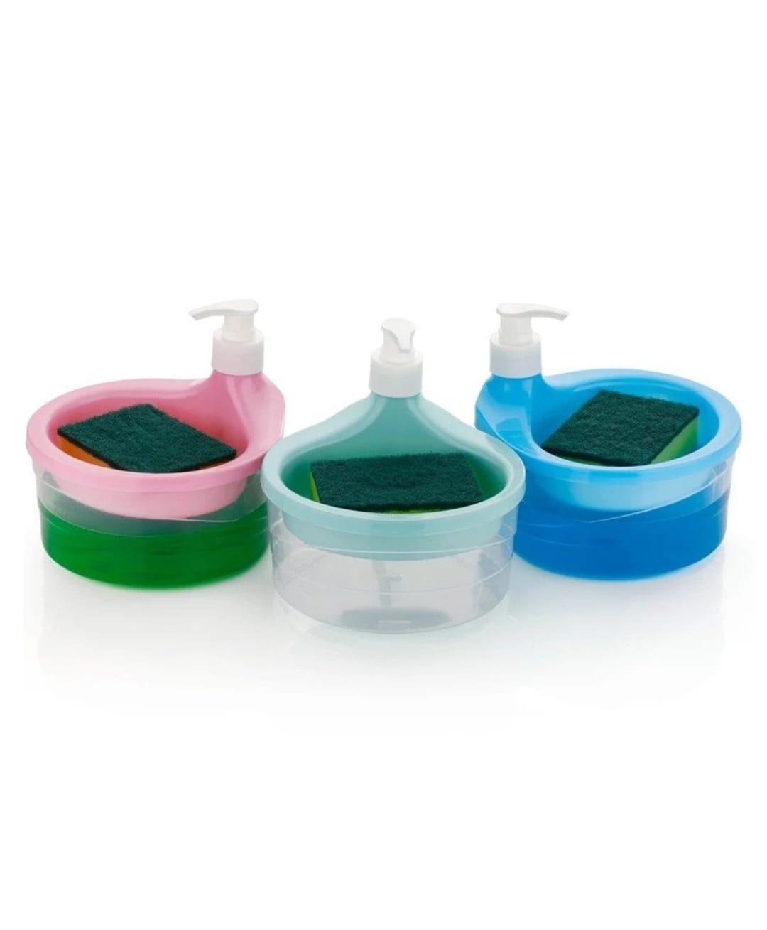 Paper Moon 2 in 1 Liquid Soap Dispenser Pump with Scrubber BPA Free Transparent , 1pc - Multicolor-image-27