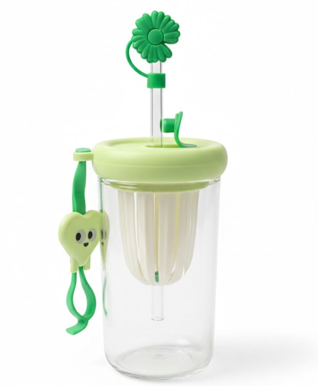 Paper Moon Cartoon Glass Water Bottle Sipper Mug with Internal Infuser Lid and Daisy Straw Cap For Freshly Infused Drinks 500 ML- Print may vary-image-39