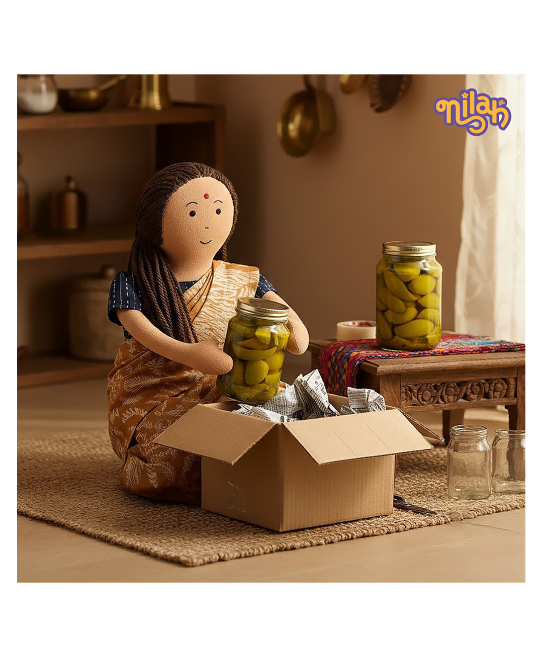 The Good Doll Nilah's Amma In Beige Saree - Height 12 Inches-picture-24