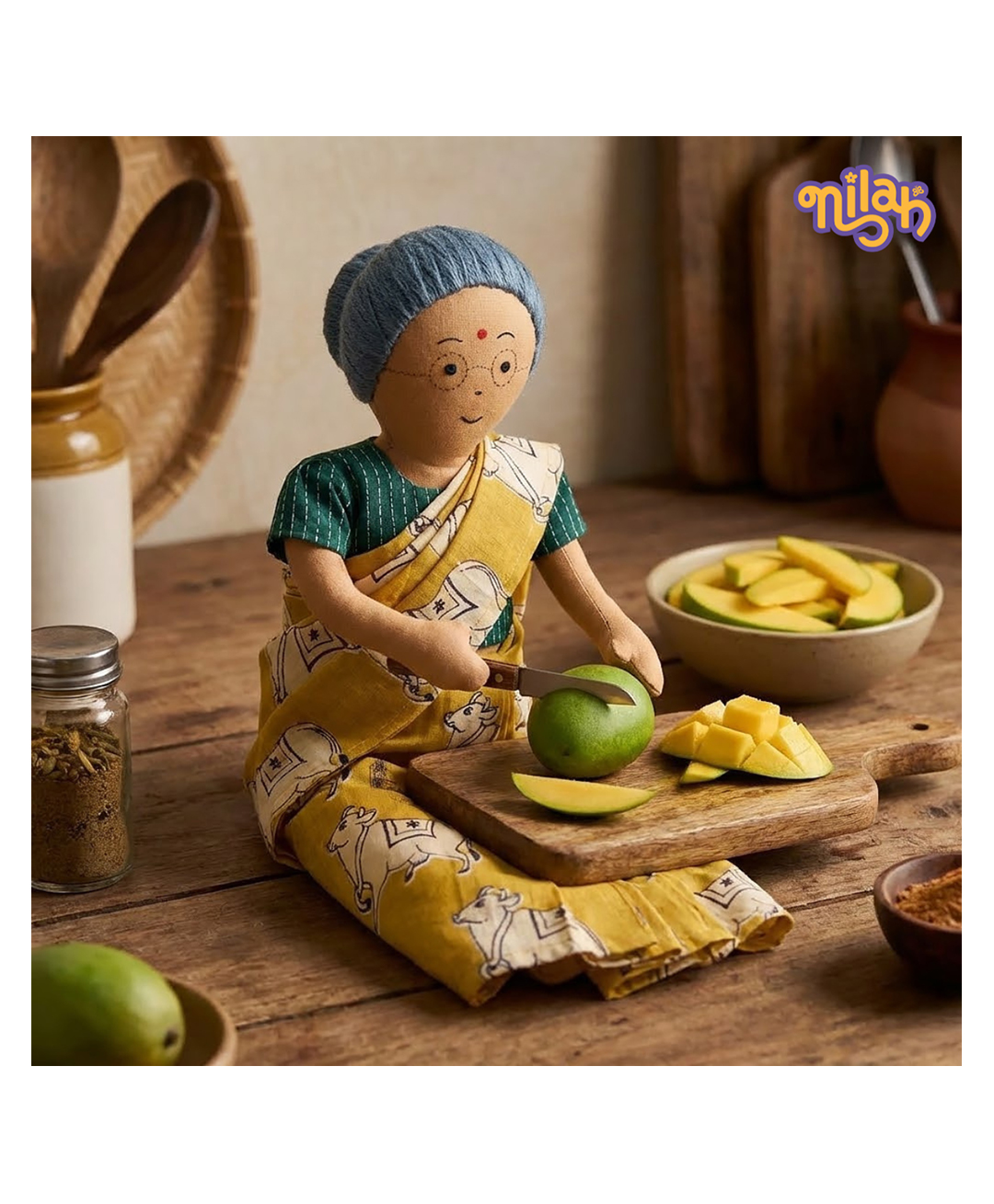 The Good Doll Nilah's Patti In Yellow Saree - Height 12 Inches-image-2
