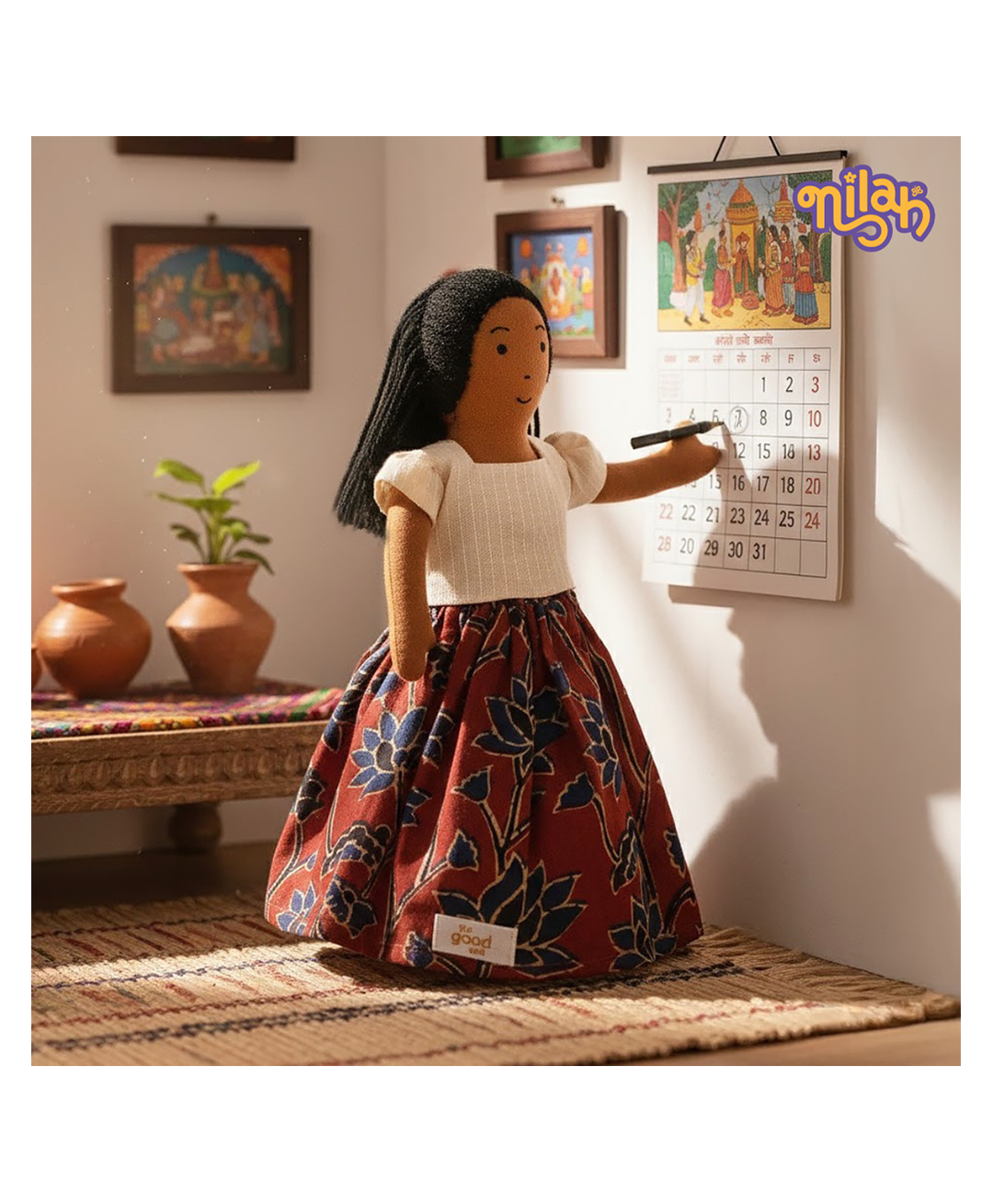 The Good doll Nilah's Younger Sister Malar 9 Inch Girl Doll in Classic Skirt Blouse Set-image-7