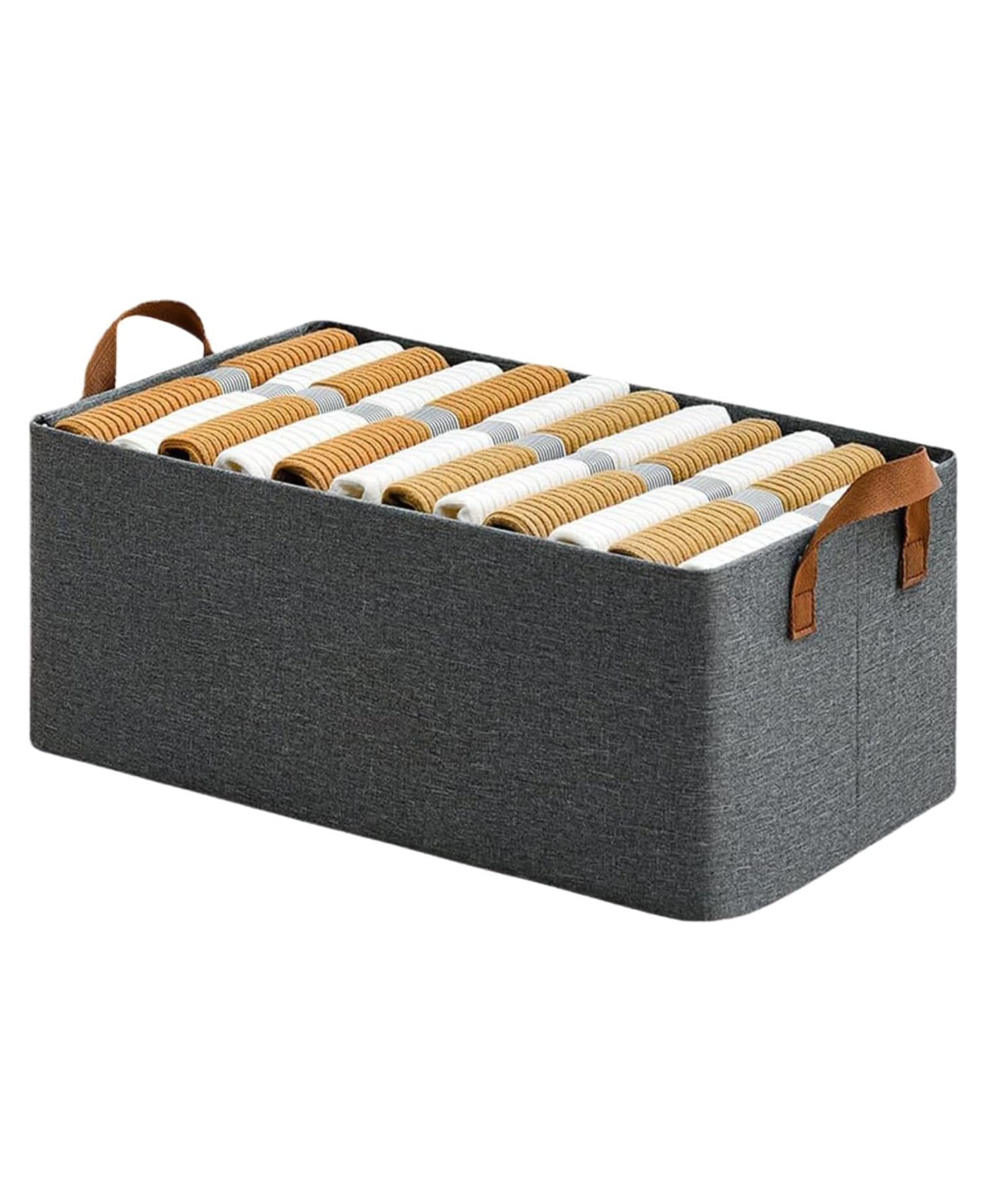 Wardrobe Organizer for Clothes, Stackable Organizer, Clothes Organiser for Wardrobe Shelf, Jeans, Pants, T Shirt Organizer for Cupboard Racks 1PCS, Foldable Compartment- GREY, OPEN