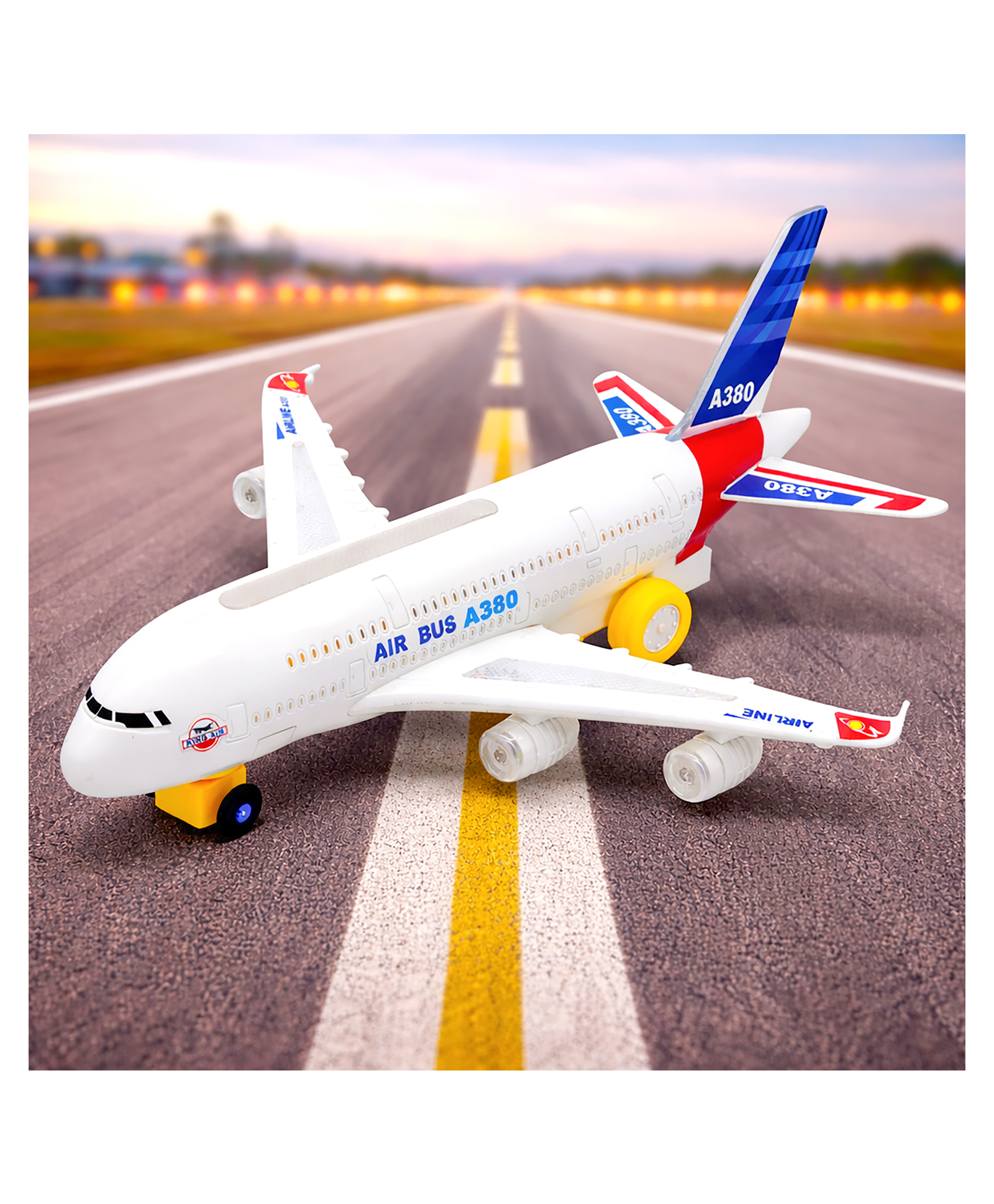 VGRASSP 360° Rotating Bump And Go Airplane Toy For Kids With Flashing 3D Lights And Sound Effects - Musical Airbus Gift For Toddlers And Kids - Color May Vary-picture-13