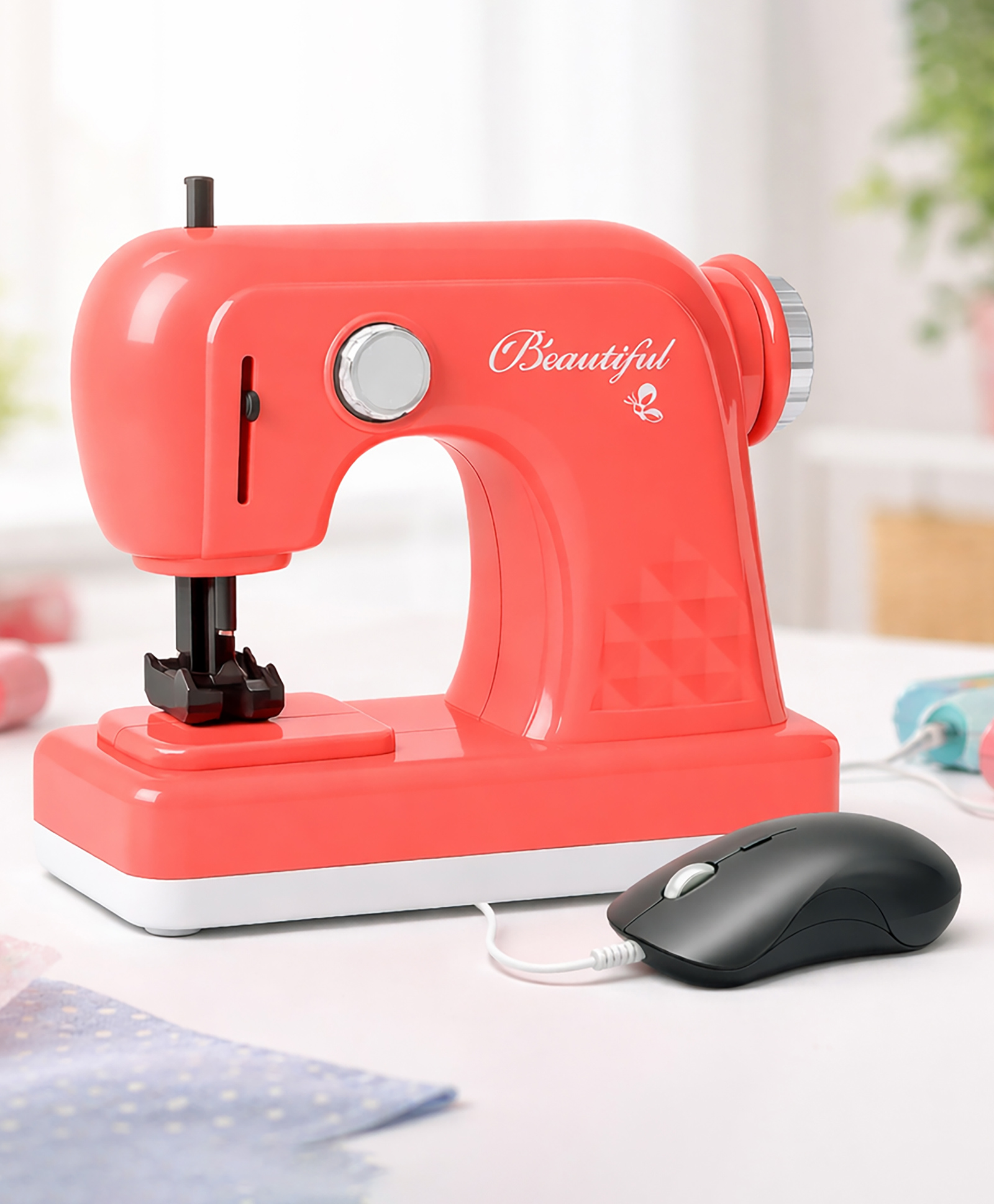 VGRASSP Pretend Play Mini Sewing Machine Toy For Kids With Mouse Button Control - Battery Operated Household Toy With Up-Down Motion - Educational And Creative Role-Play Gift - Color May Vary-picture-10