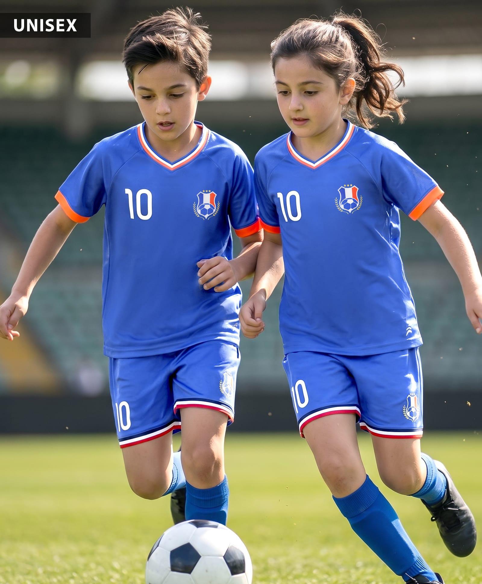 Pine Active Knit Half Raglan Sleeves T-Shirt & Shorts Set with France Football Print - Blue-picture-15
