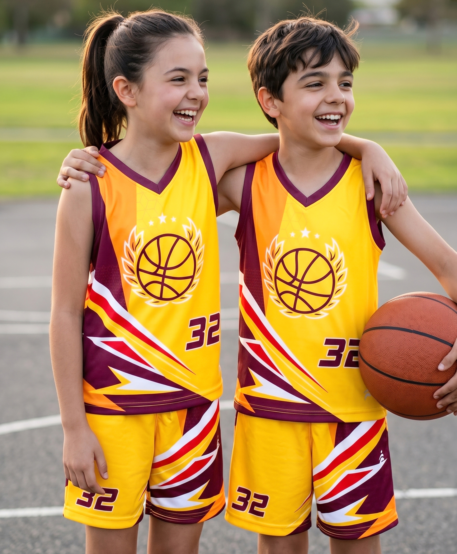Pine Active Knit Sleeveless T-Shirt & Shorts Basket Ball Set - Yellow-picture-28