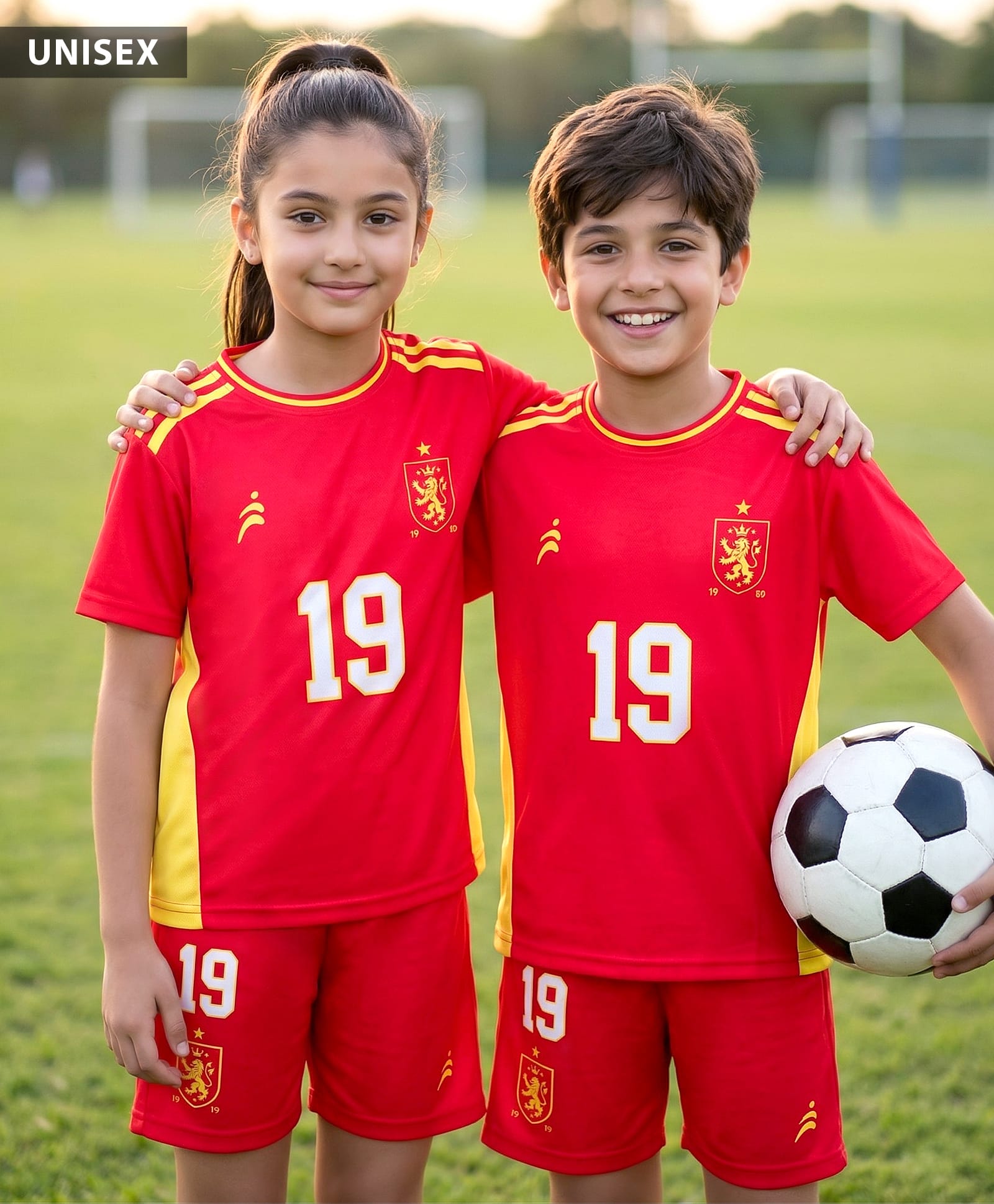 Pine Active Knit Half Sleeves T-Shirt With Shorts Football Set With 19 Print - Red-picture-12