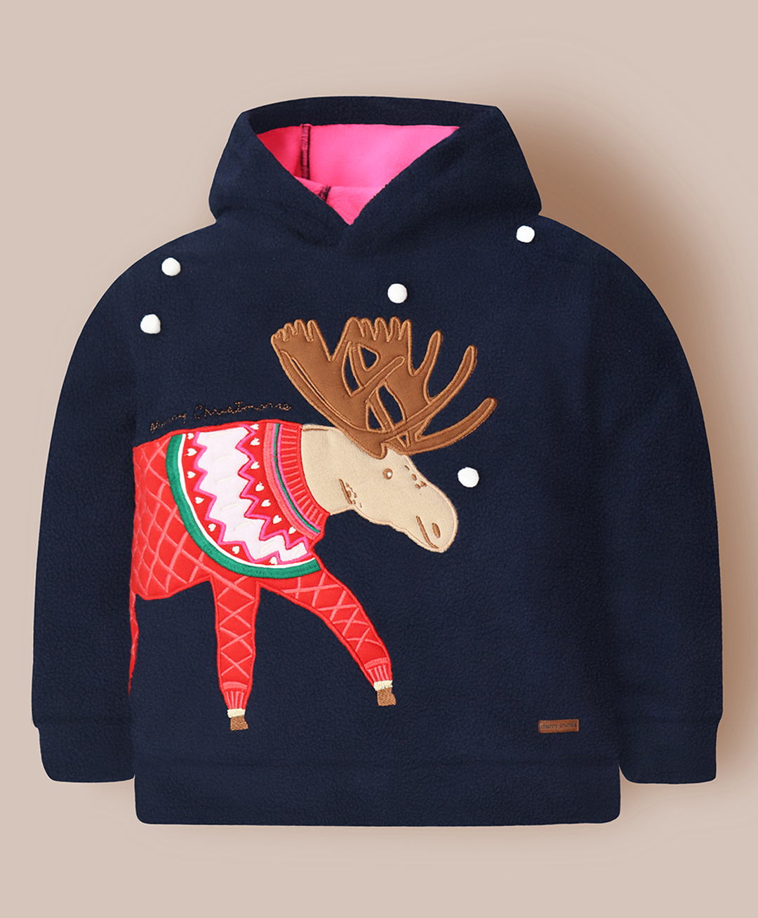 Cherry Crumble By Nitt Hyman Knit Moose Designed Light Winter Sweatshirt - Navy Blue