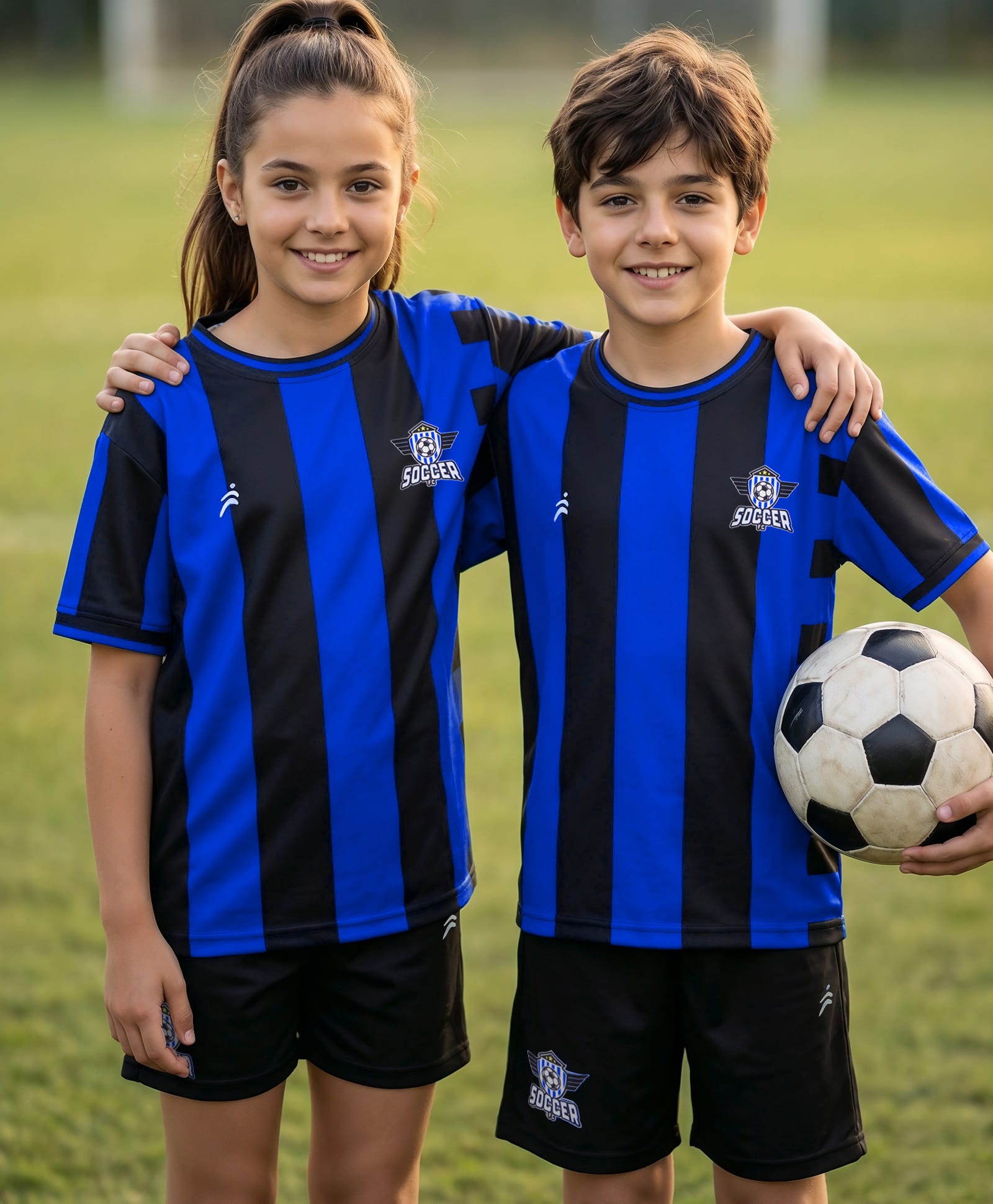 Pine Active Knit Half Sleeves Football Tee with Shorts Set - Blue & Black-picture-23