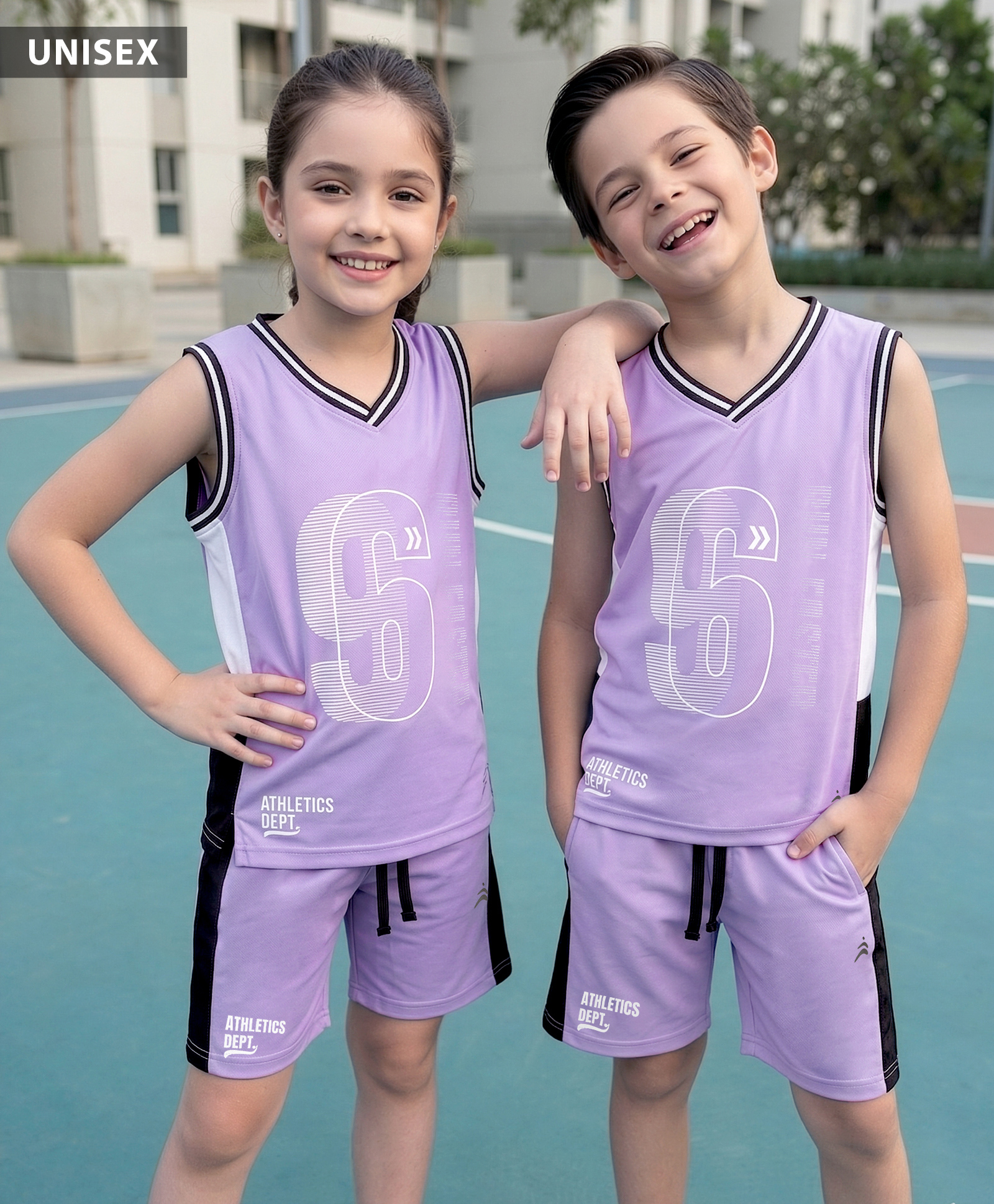 Pine Active Knit Sleeveless Tank T-Shirt & Shorts Set with Athletic Print - Lavender-picture-18