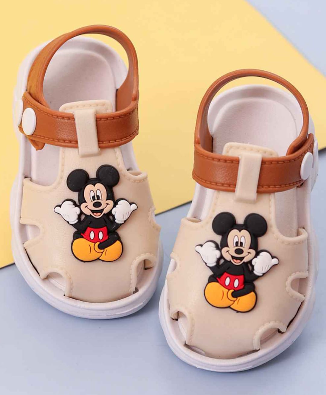 Yellow Bee Disney Featuring Mickey Mouse Applique Detailed Buckle Closure Sandals - Beige-picture-11