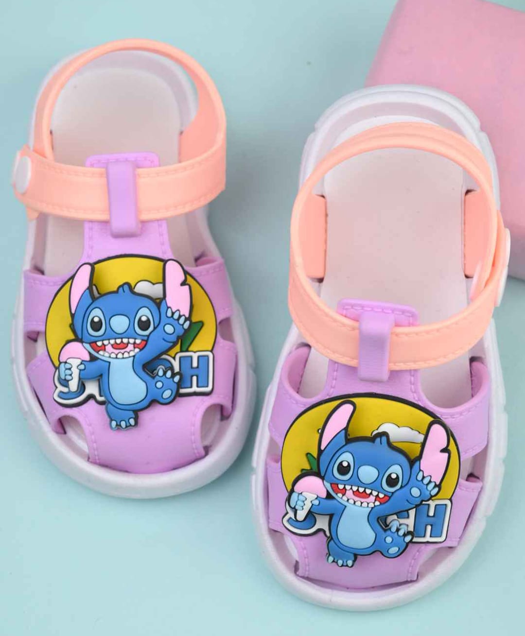Yellow Bee Disney Featuring Stitch Designed Rotating Charm Detailed Sandals - Purple-picture-15