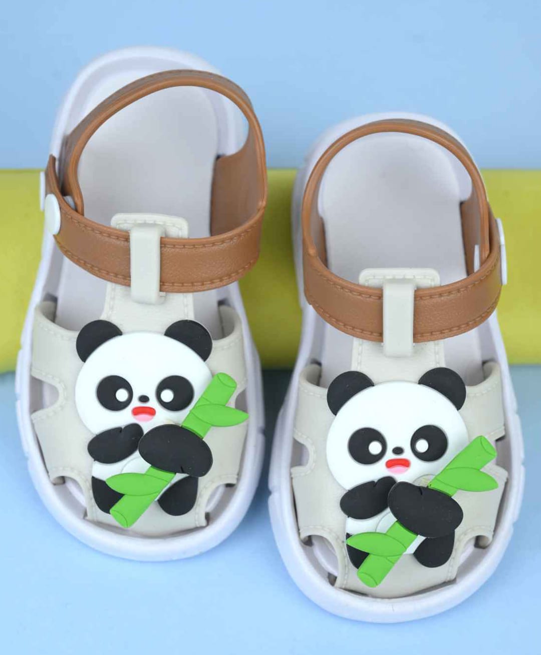 Yellow Bee Panda Designed Rotating Charm Detailed Sandals - Beige-picture-34
