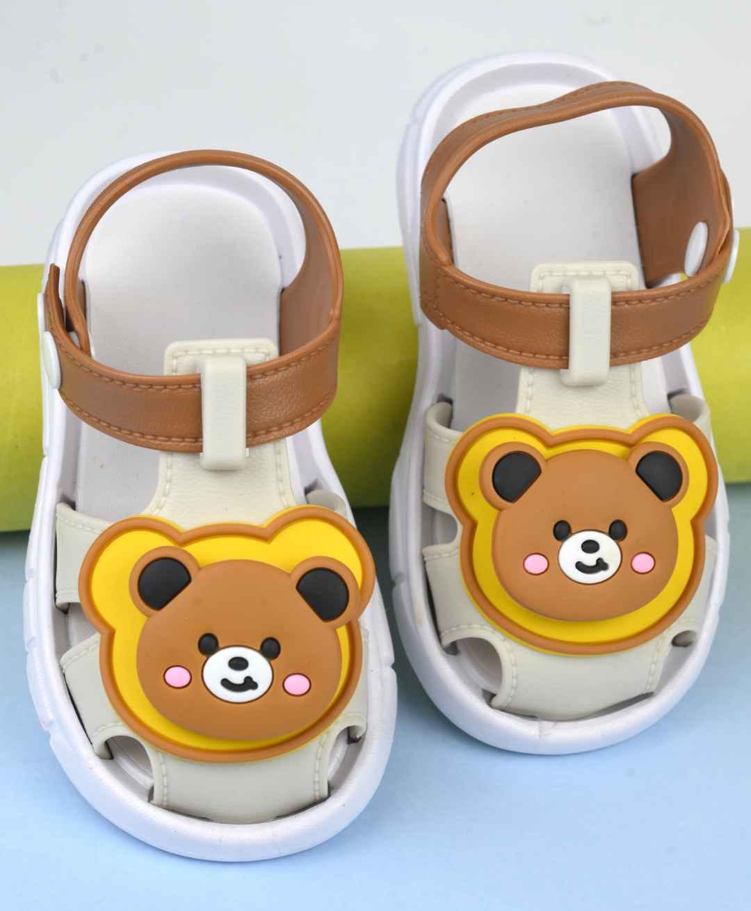 Yellow Bee Bear Designed Rotating Charms Detailed Sandals - Beige-picture-17