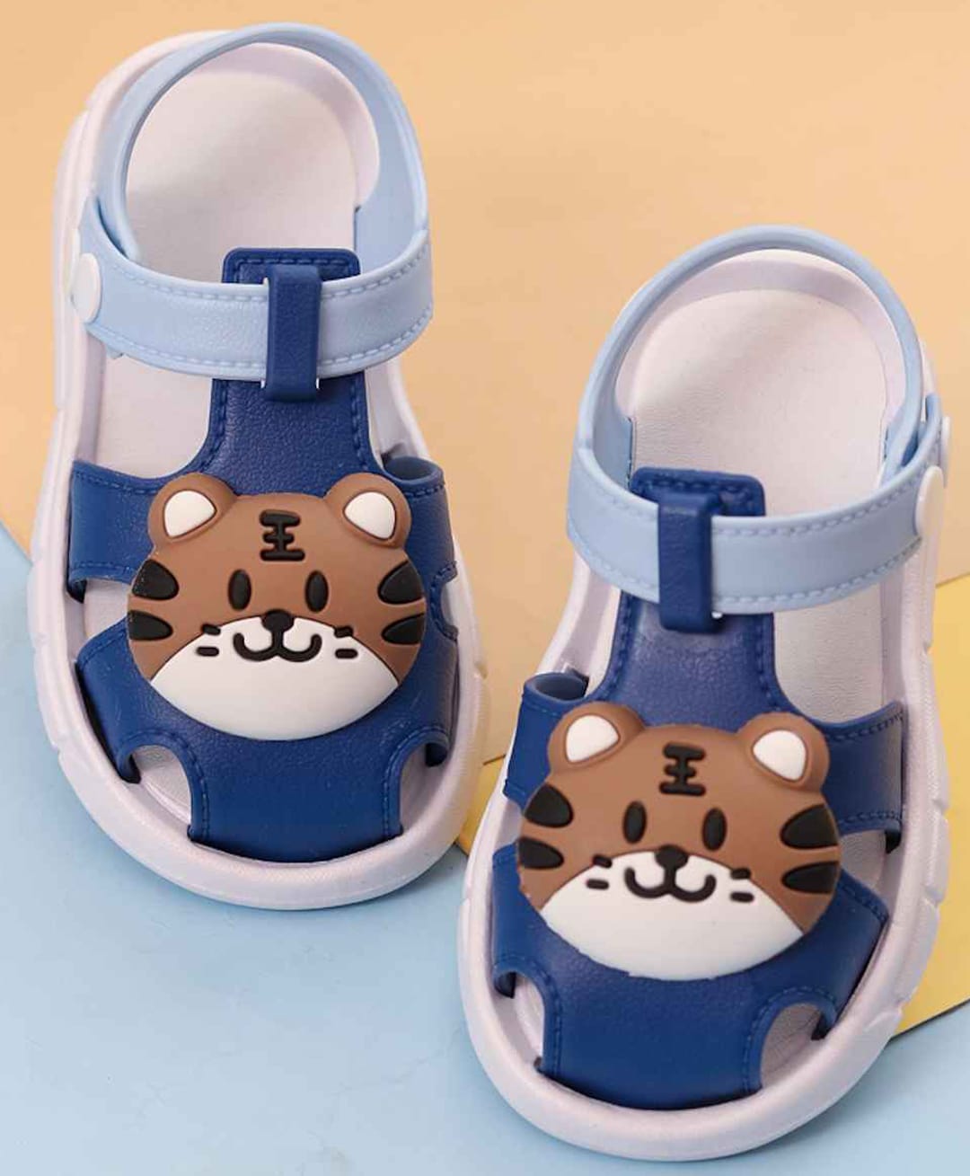 Yellow Bee Tiger Applique Detailed Sandals - Navy Blue-picture-26