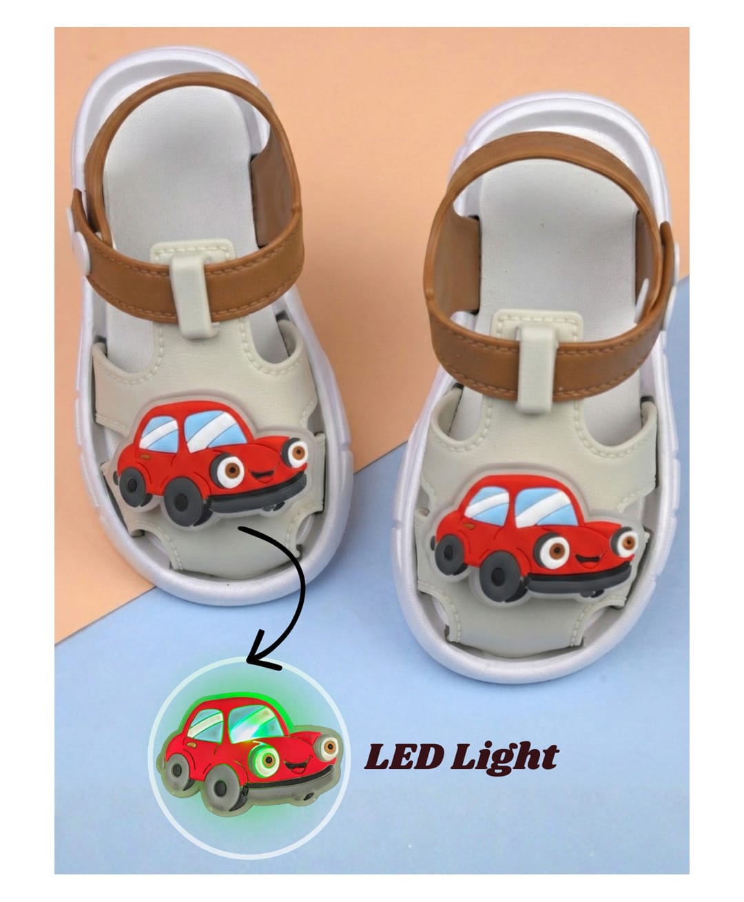 Yellow Bee LED Car Charm Detailed Sandals - Beige-picture-33