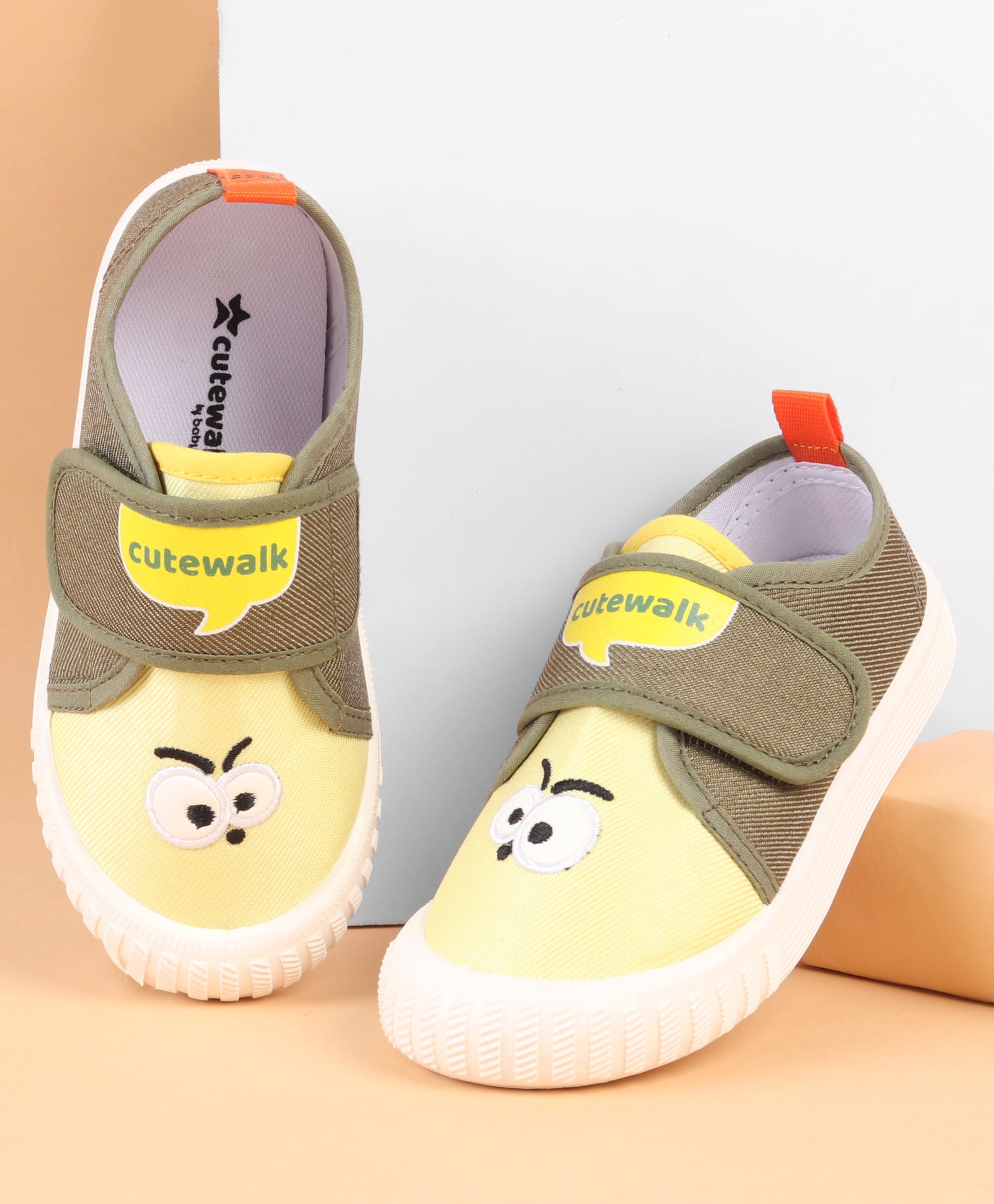 Cute Walk by Babyhug Velcro Closure Casual Shoes with Embroidery Detailing & Text Print - Yellow-picture-26