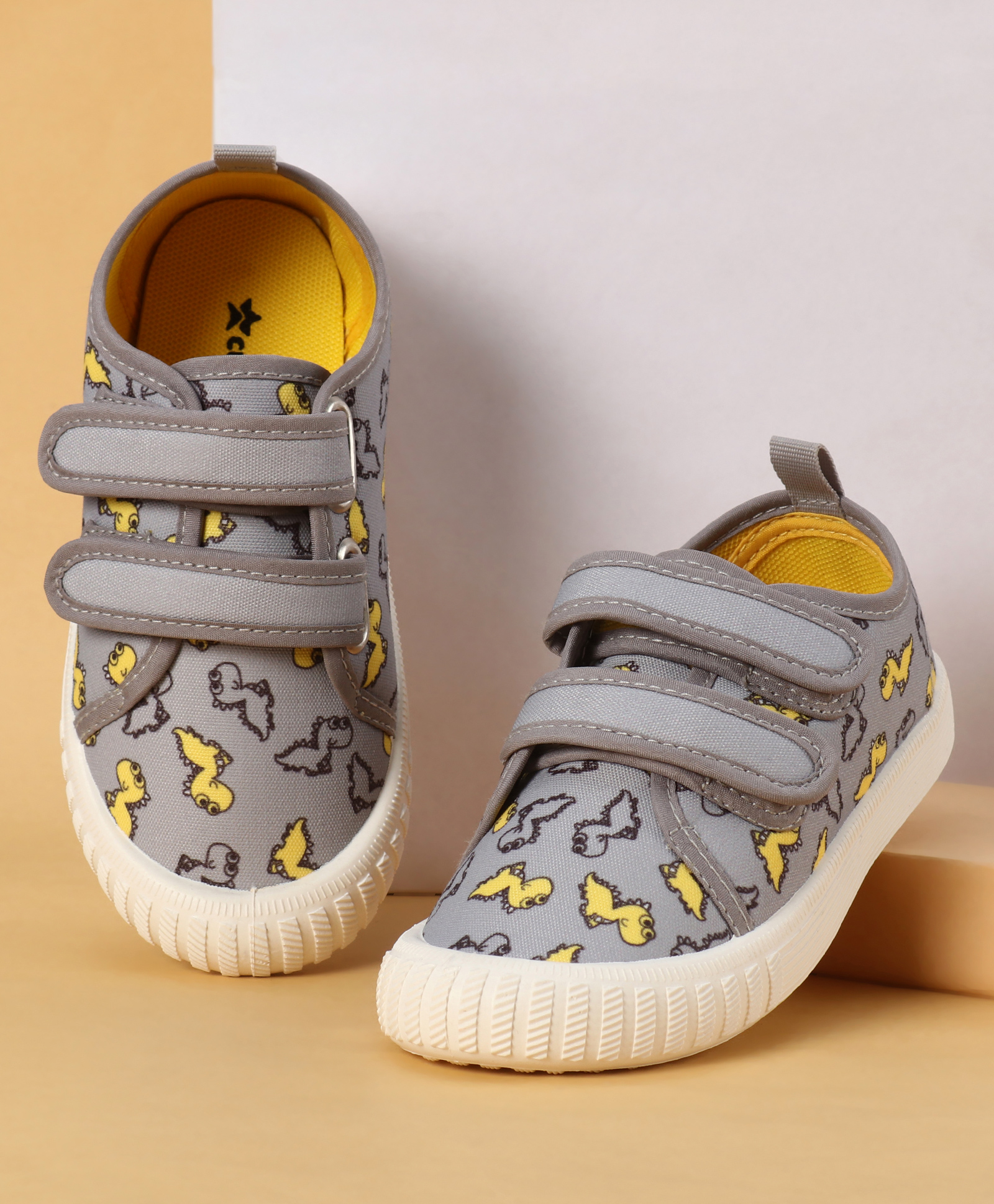 Cute Walk by Babyhug Velcro Closure Casual Shoes with Dino Pint - Grey-image-29