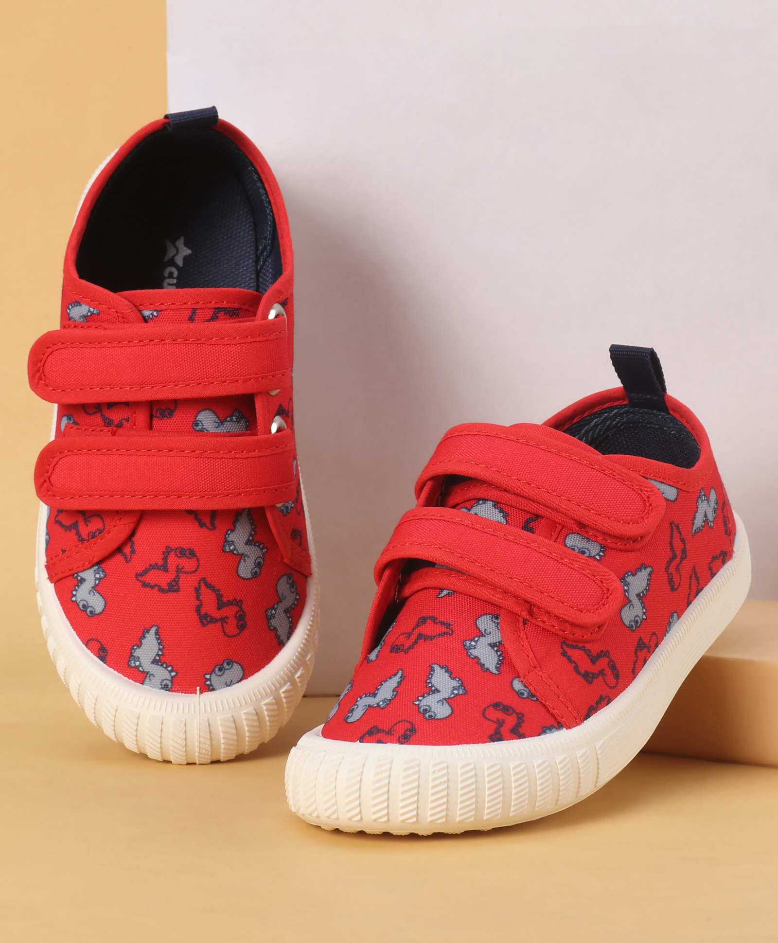 Cute Walk by Babyhug Velcro Closure Casual Shoes with Dino Pint - Red-picture-16