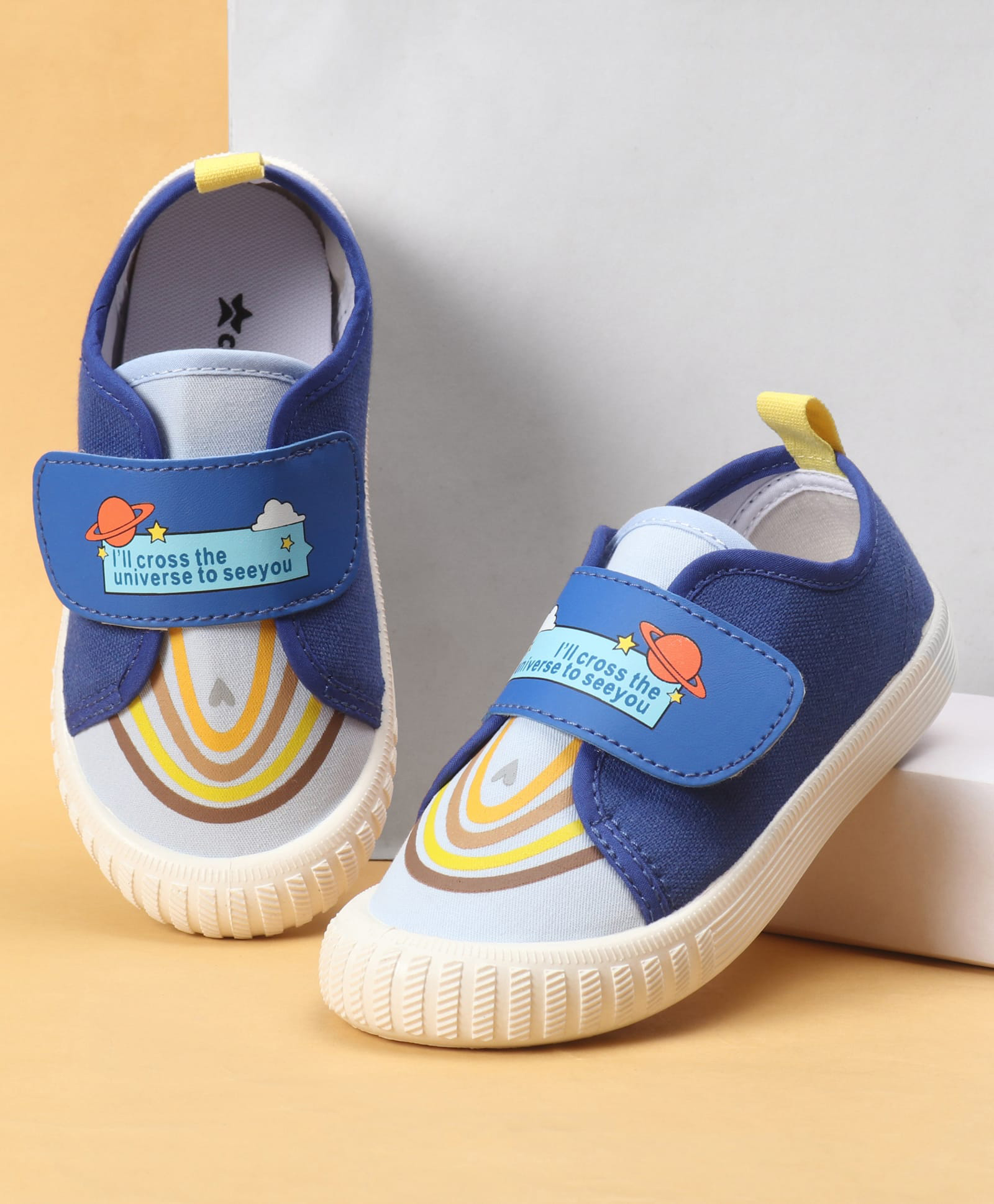 Cute Walk by Babyhug Velcro Closure Casual Shoes With Space Print - Blue-image-16