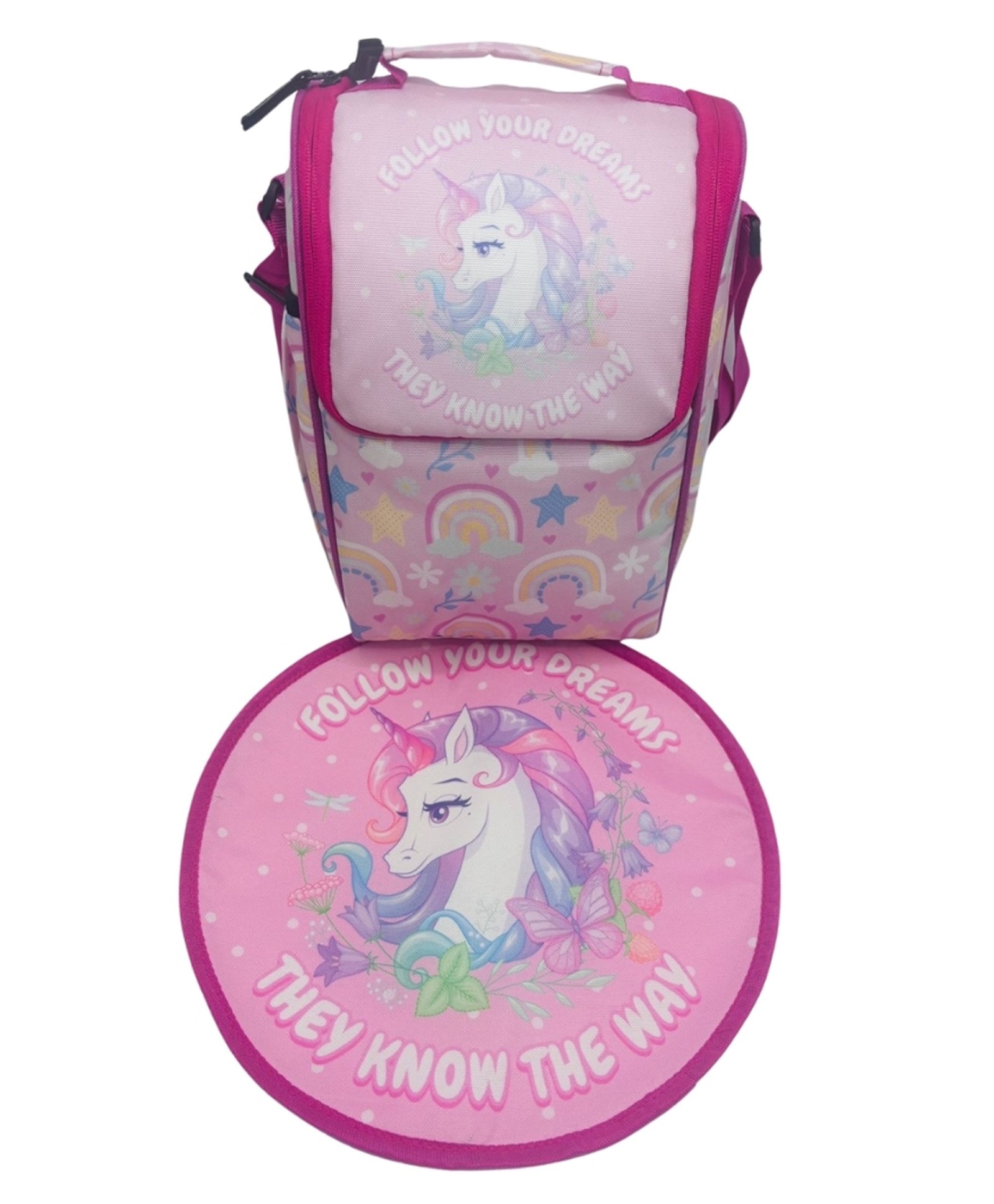 Echo Boomers Kids Lunch Bag with Round Table Mat | Unicorn Pink Print | Cute Reusable Lunch Set for Girls-image-40