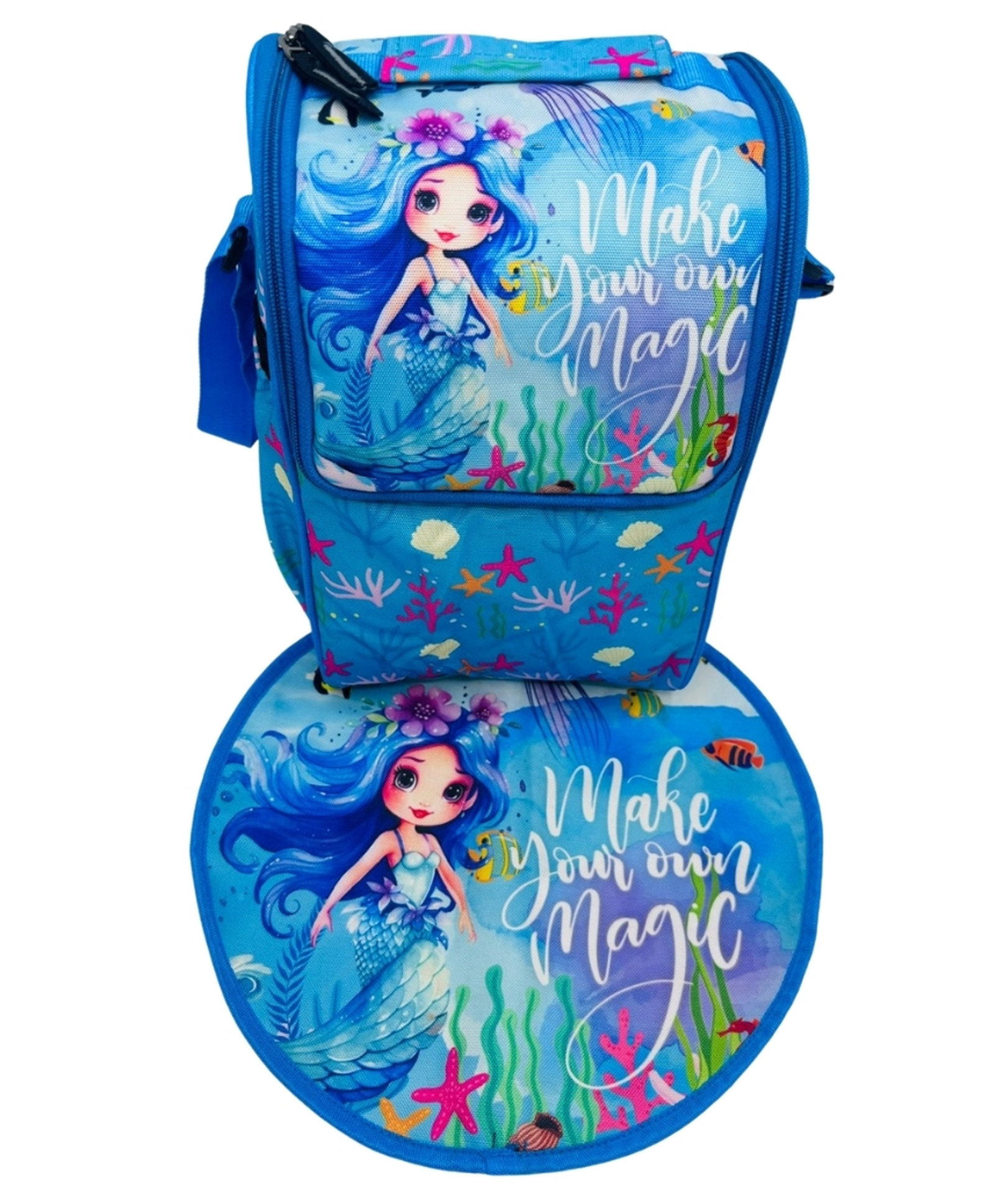Echo Boomers Kids Lunch Bag with Round Table Mat | Mermaid Aqua Print | Attractive School Lunch Combo for Kids-image-2