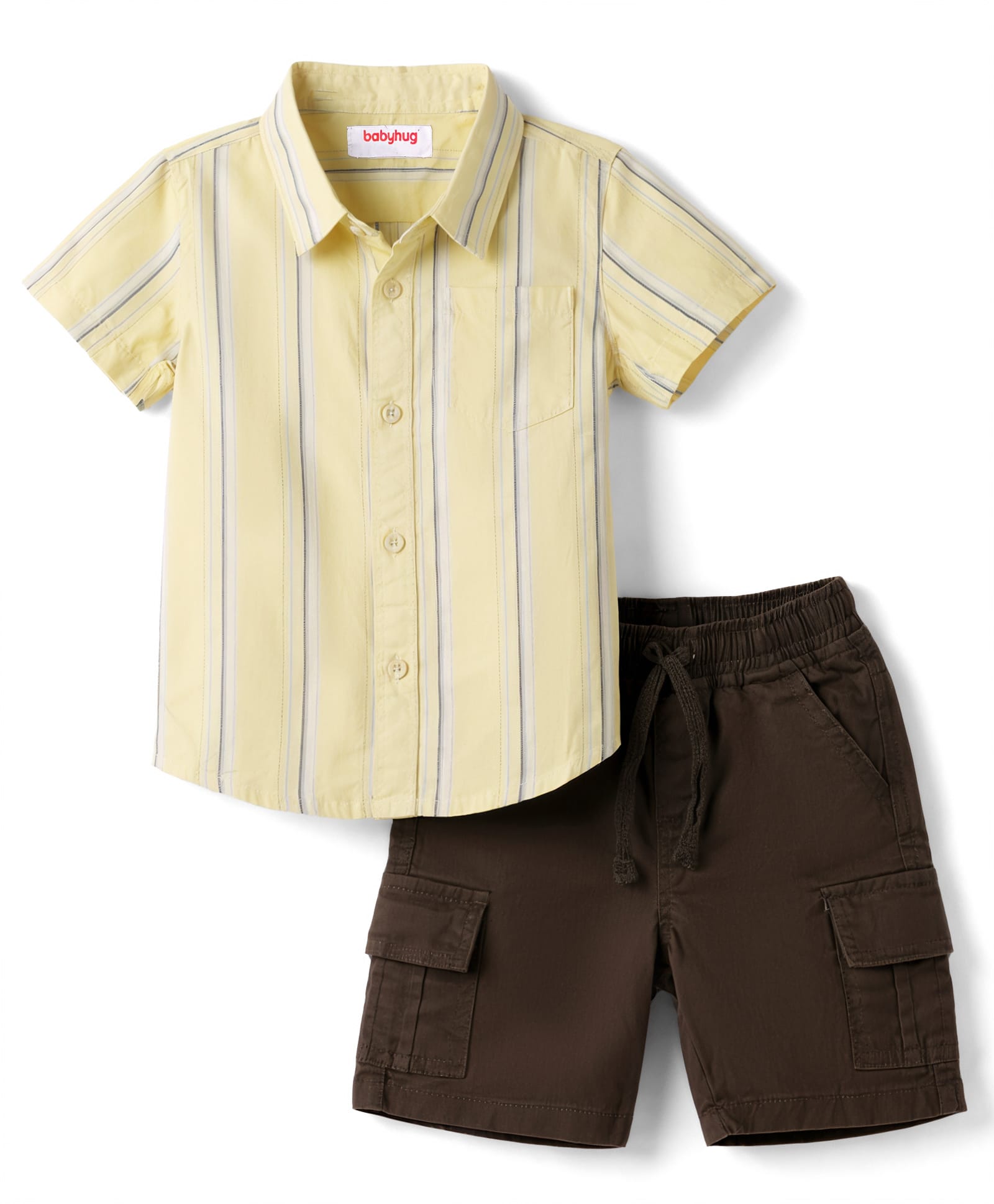 Babyhug Cotton Woven Half Sleeves Striped Shirts & Shorts Set - Multicolor-image-31