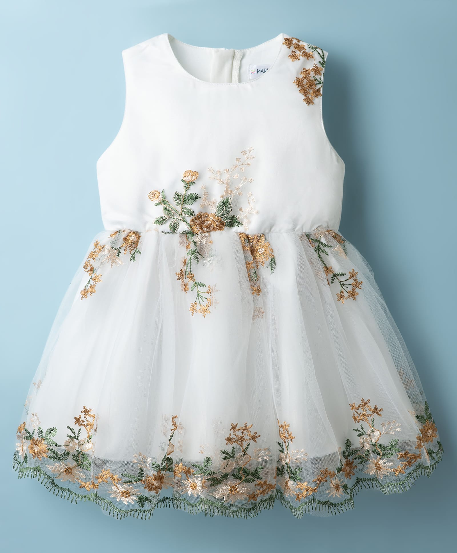 Mark & Mia Sleeveless Party Dress With Floral Embroidery - White-picture-18