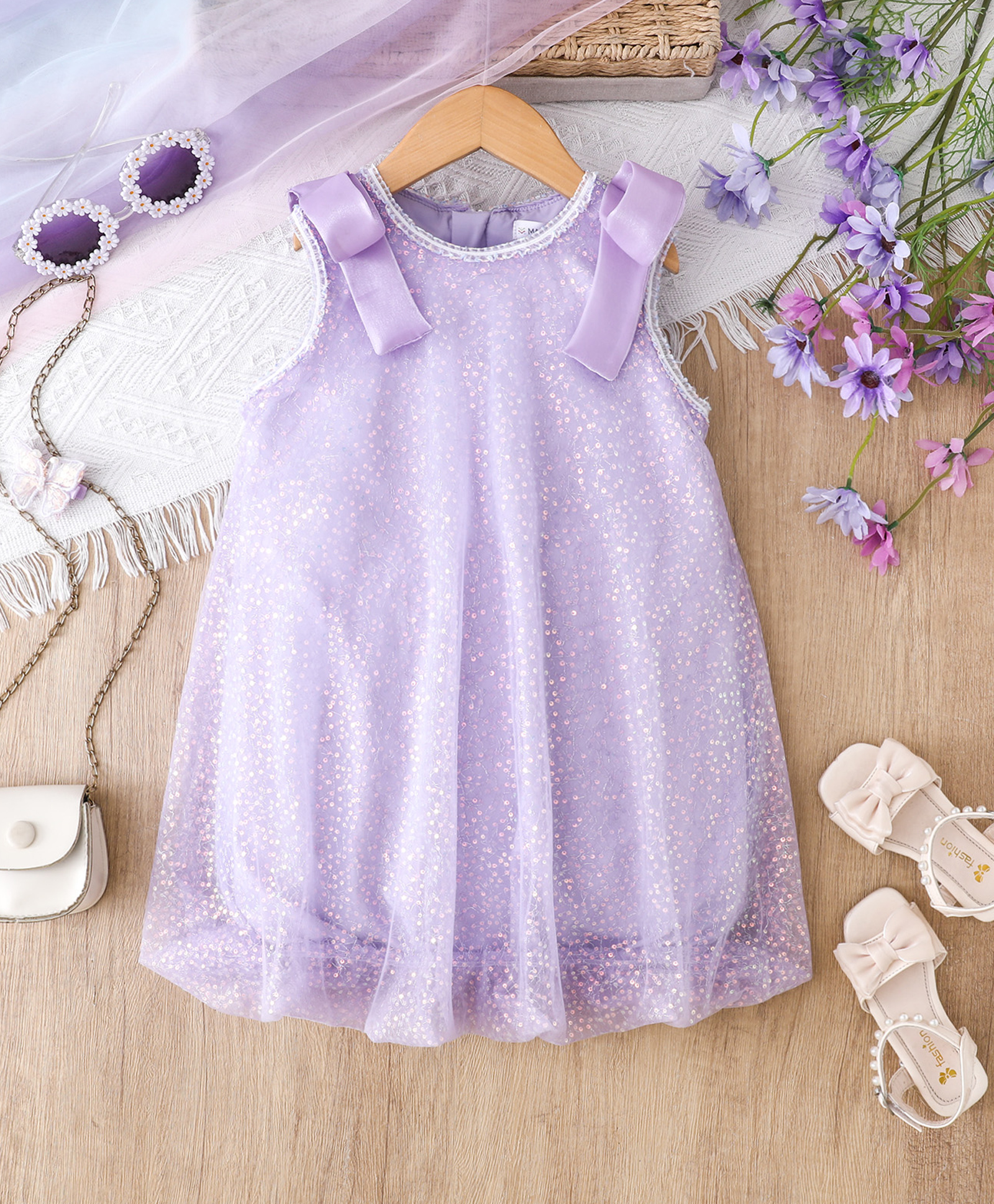 Mark & Mia Sleeveless Party Dress With Sequin Embellishment - Purple-image-26