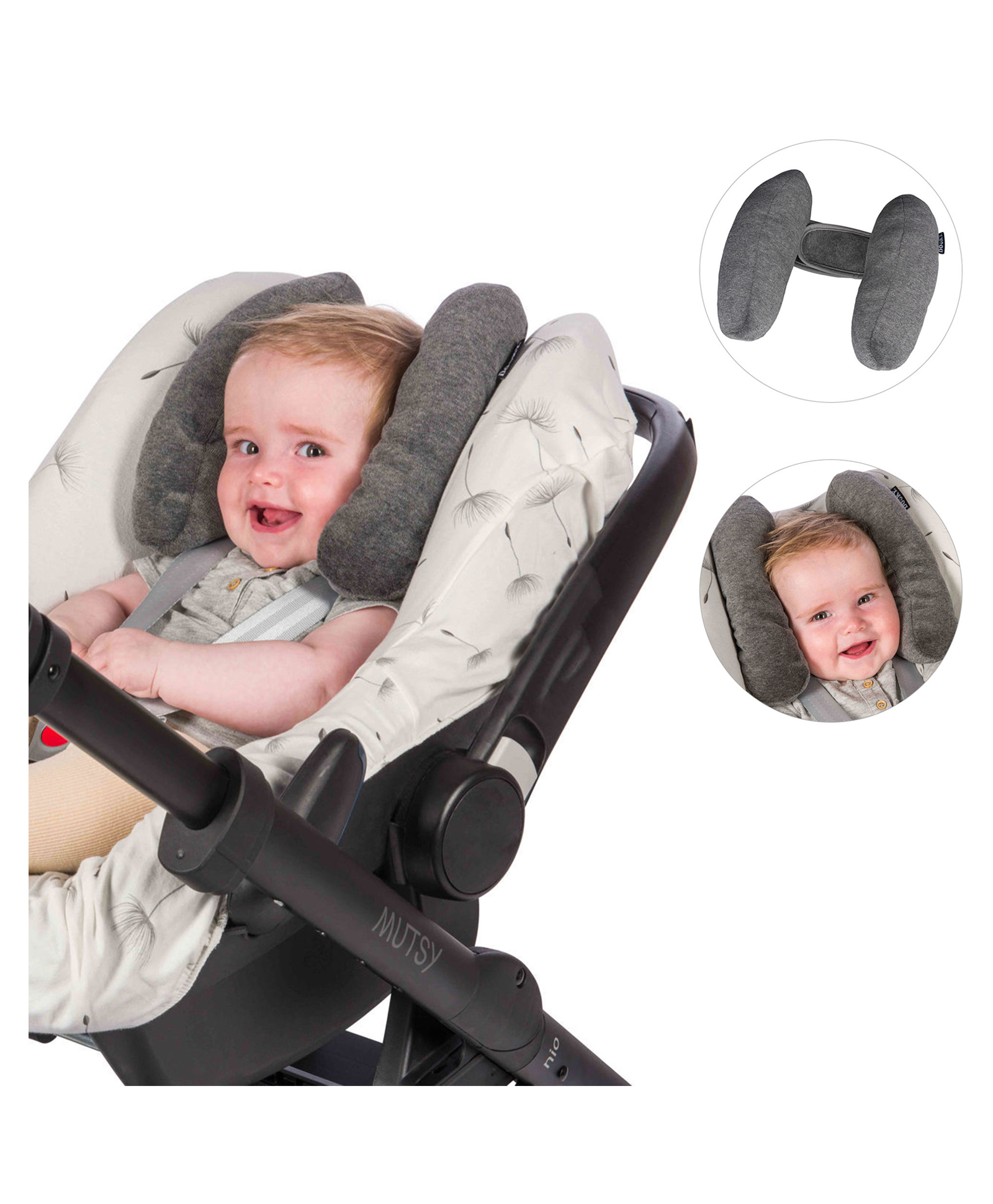 Dooky Baby Head & Neck Support Pillow for Car Seat & Stroller - Grey-image-45