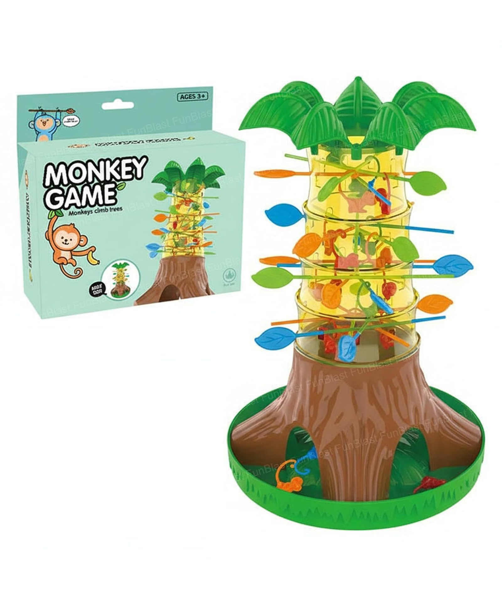 FunBlast Jumping Monkey Catapult Launch Toy for Kids with Tree Target Set of 1 (Multicolor)