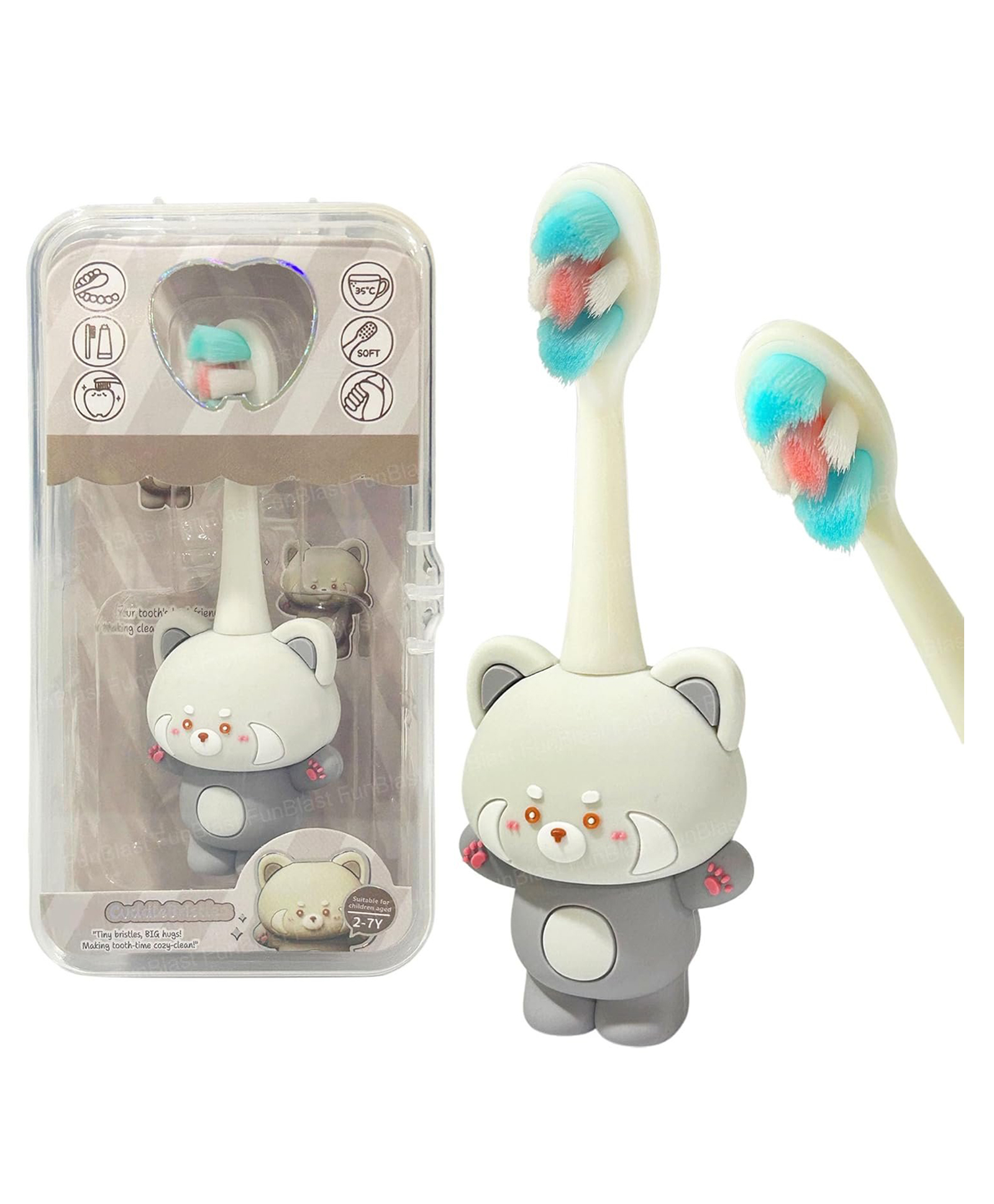 FunBlast Animal Design Soft Bristles Manual Toothbrush for Kids Pack of 1 (Multicolor)-picture-38
