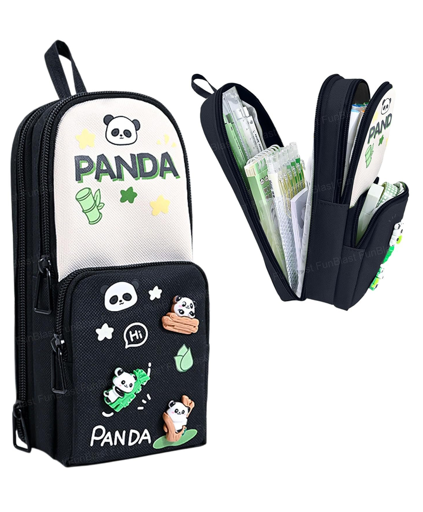 FunBlast Cute Panda Theme Triple Compartment Pouch for Kids -Pack of 1 (Multicolor)-image-46